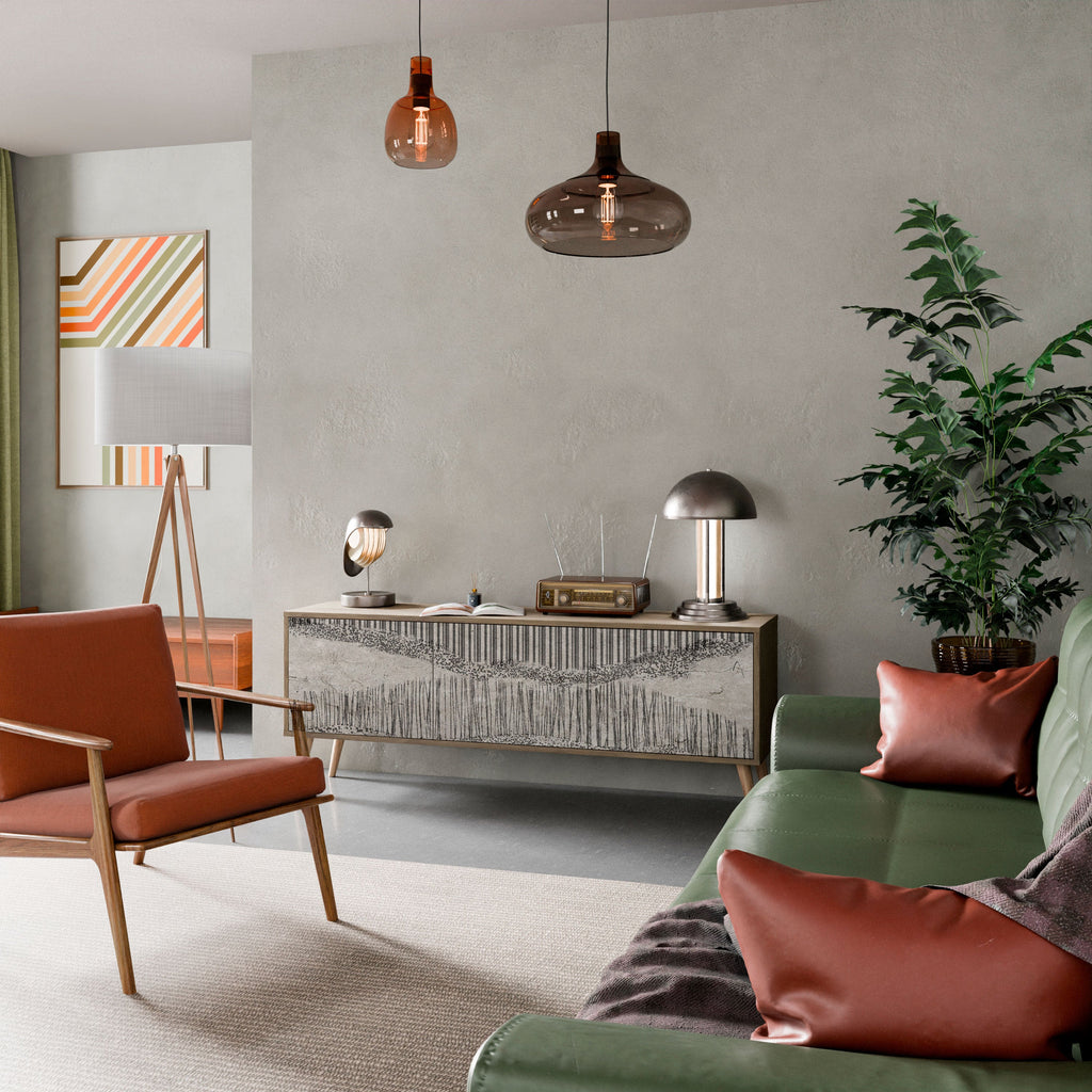 GRAIN LINES Móvel de TV com 3 Portas em Efeito Carvalho