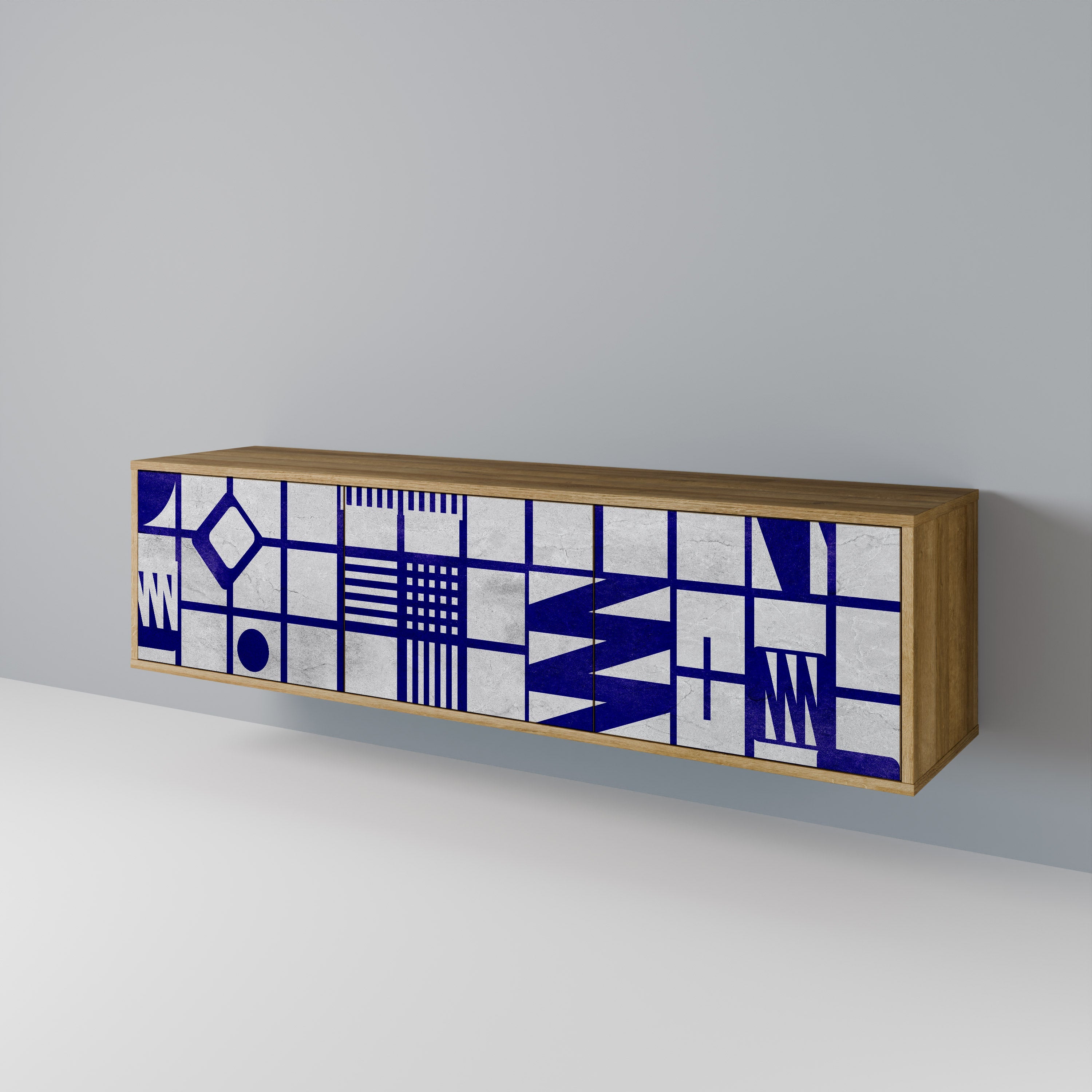 THE RIGHT PLACES Móvel de TV com 3 Portas em Efeito Carvalho