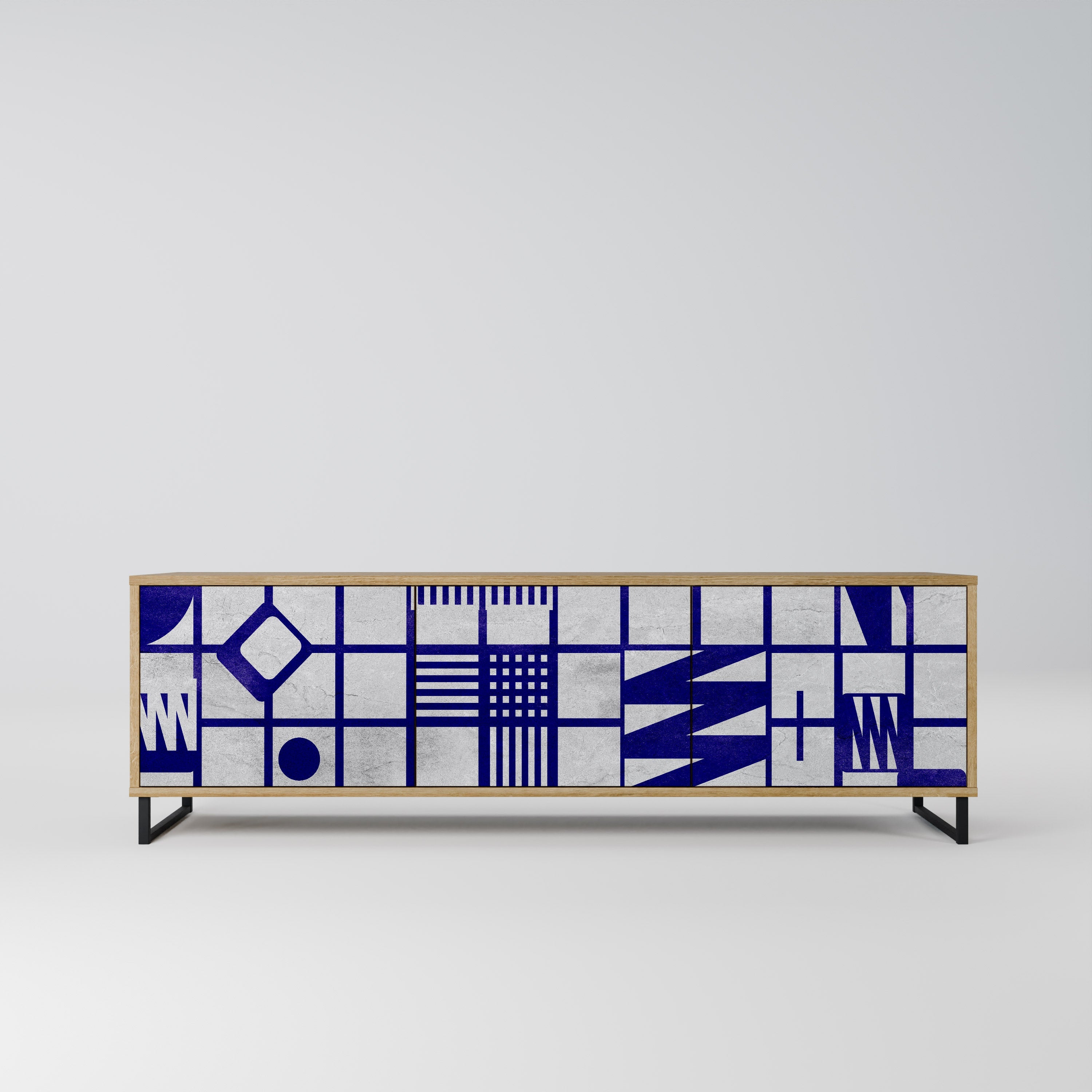 THE RIGHT PLACES Móvel de TV com 3 Portas em Efeito Carvalho