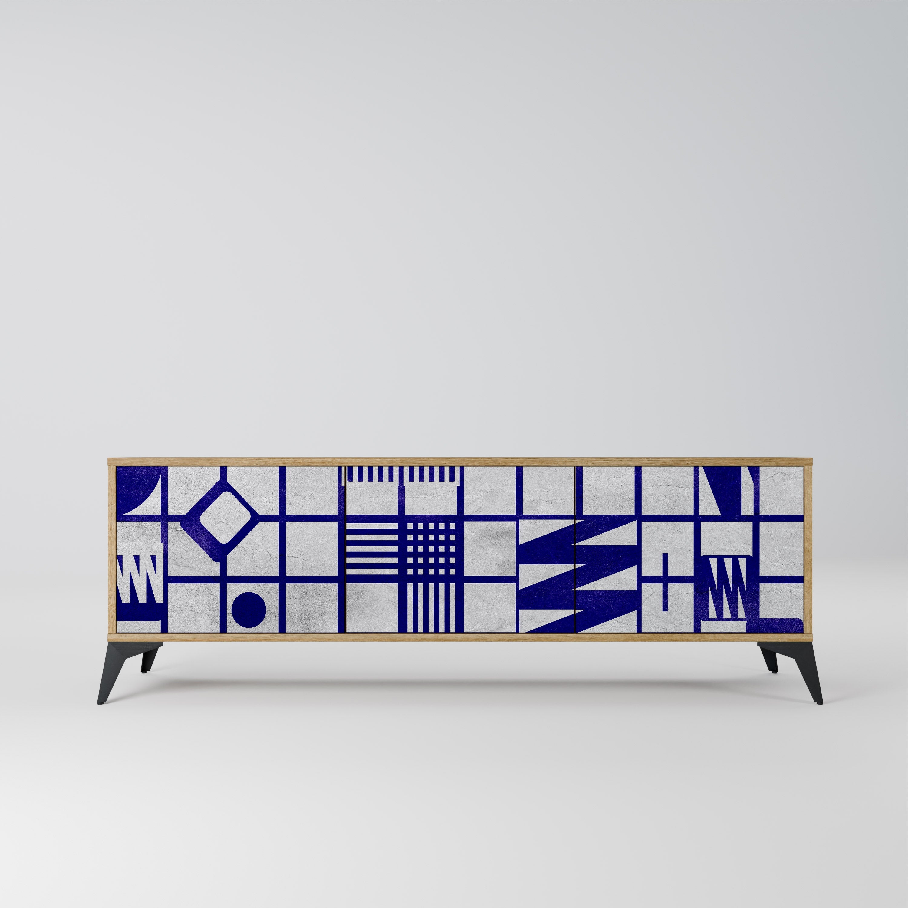 THE RIGHT PLACES Móvel de TV com 3 Portas em Efeito Carvalho