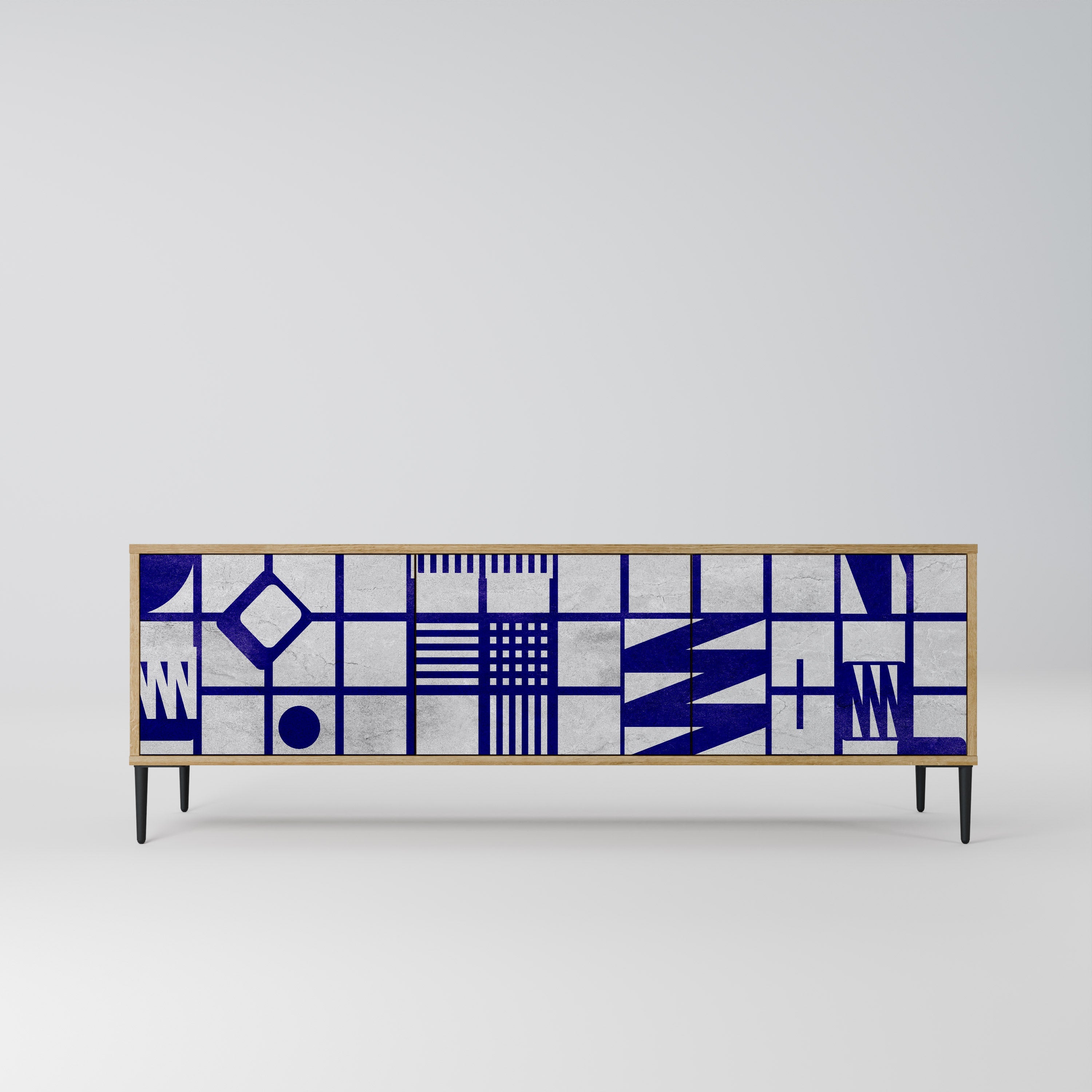 THE RIGHT PLACES Móvel de TV com 3 Portas em Efeito Carvalho