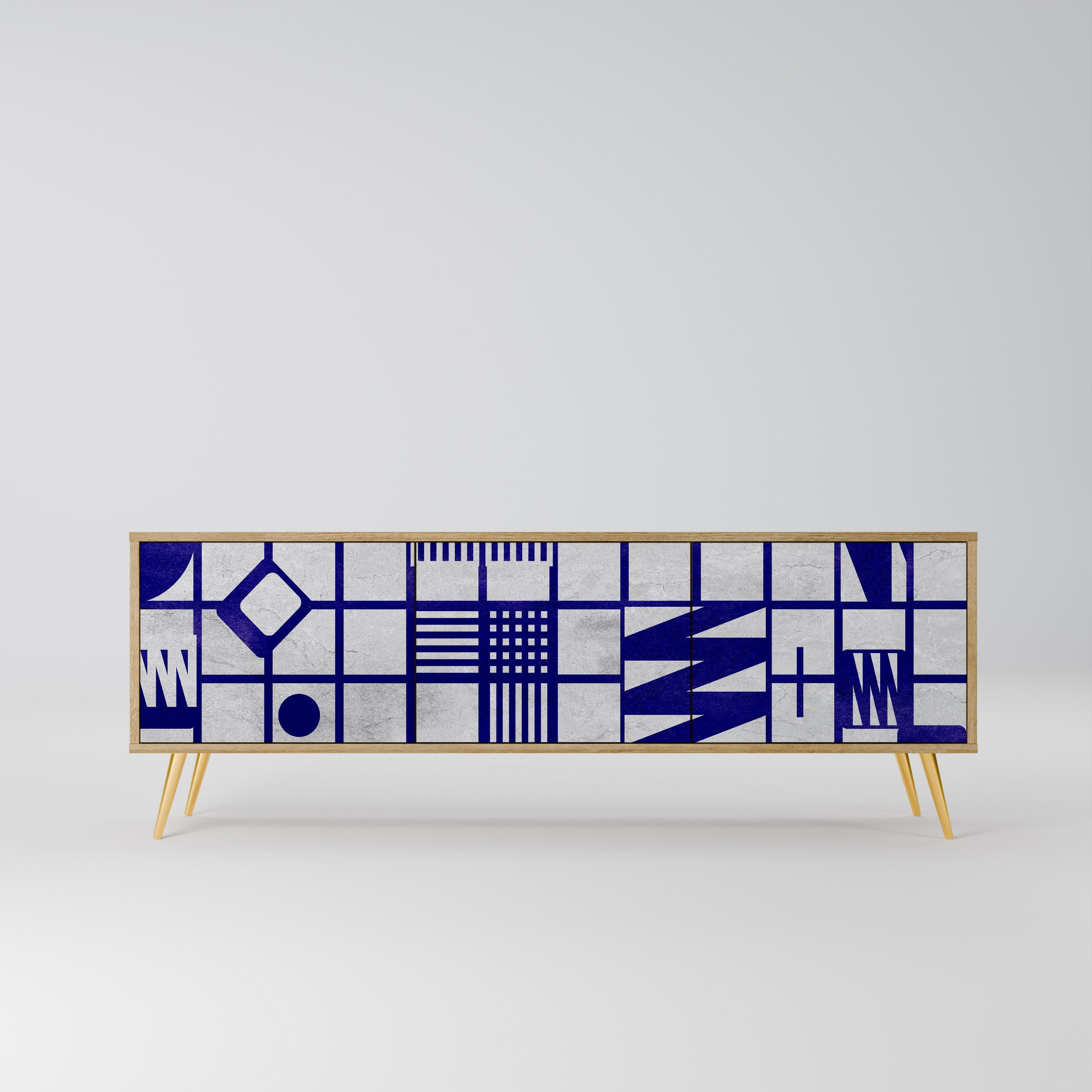 THE RIGHT PLACES Móvel de TV com 3 Portas em Efeito Carvalho