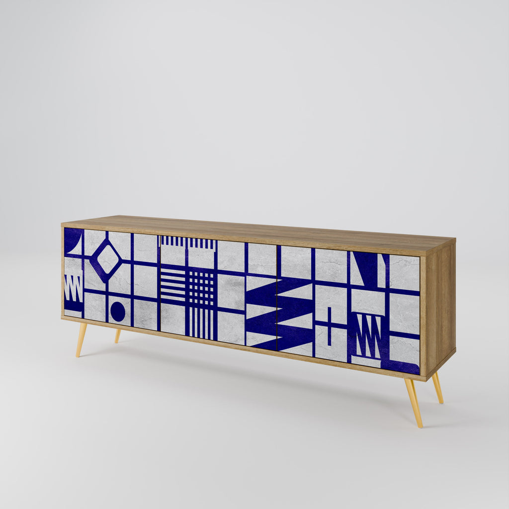 THE RIGHT PLACES Móvel de TV com 3 Portas em Efeito Carvalho