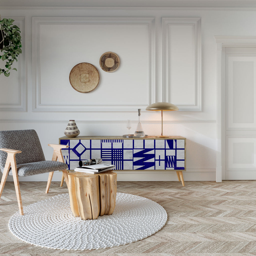 THE RIGHT PLACES Móvel de TV com 3 Portas em Efeito Carvalho