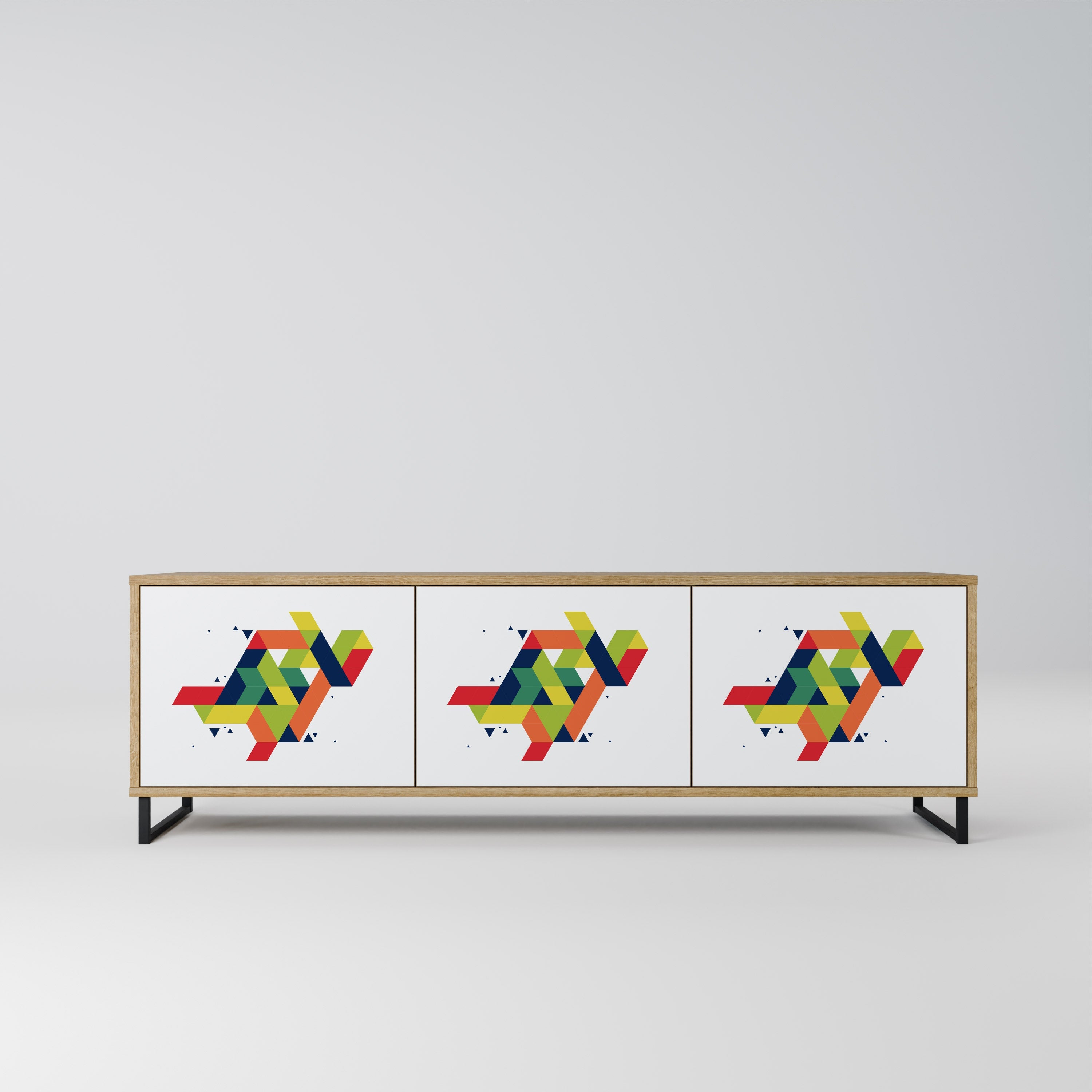 FUTURE SIGN Móvel de TV com 3 Portas em Efeito Carvalho