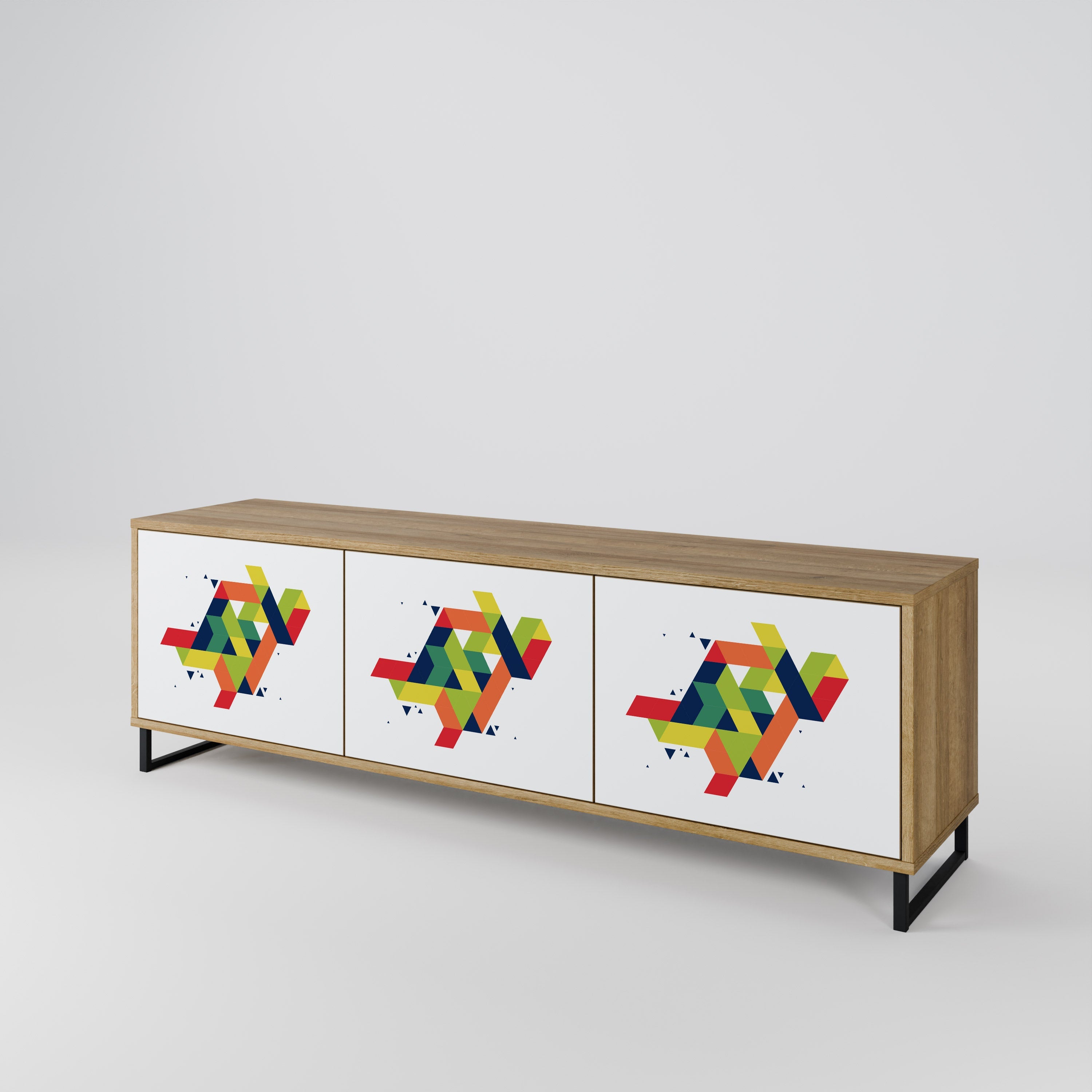 FUTURE SIGN Móvel de TV com 3 Portas em Efeito Carvalho