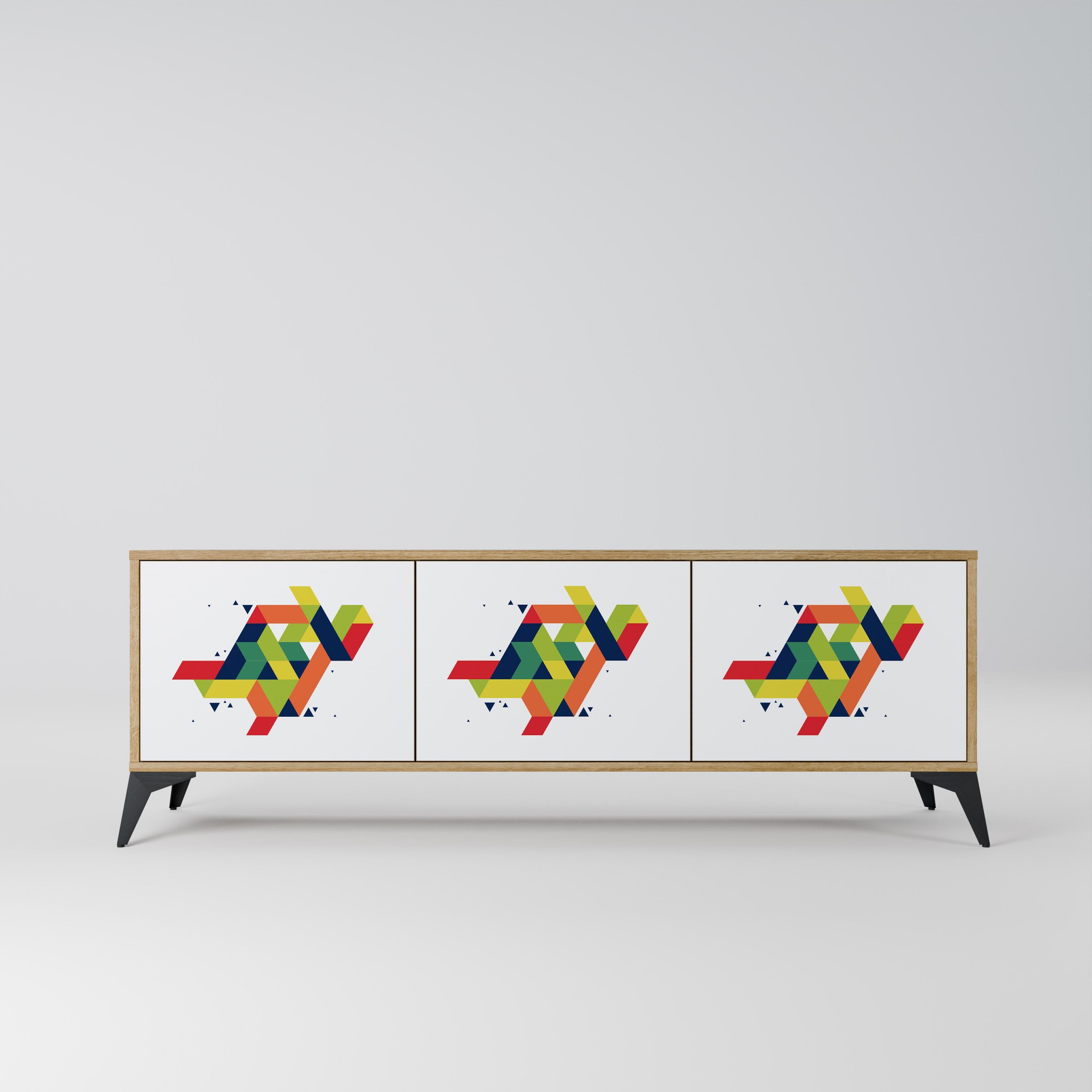 FUTURE SIGN Móvel de TV com 3 Portas em Efeito Carvalho