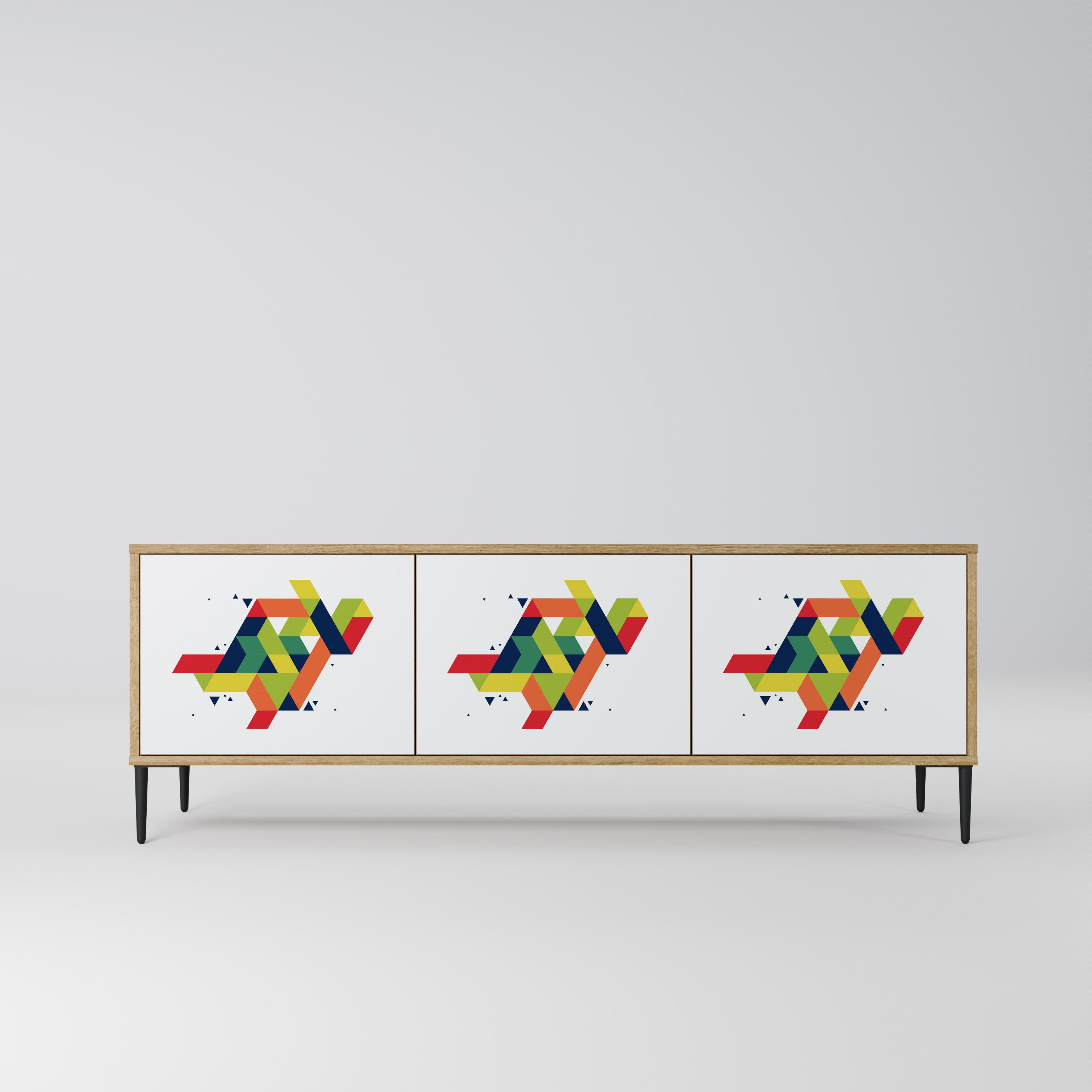 FUTURE SIGN Móvel de TV com 3 Portas em Efeito Carvalho