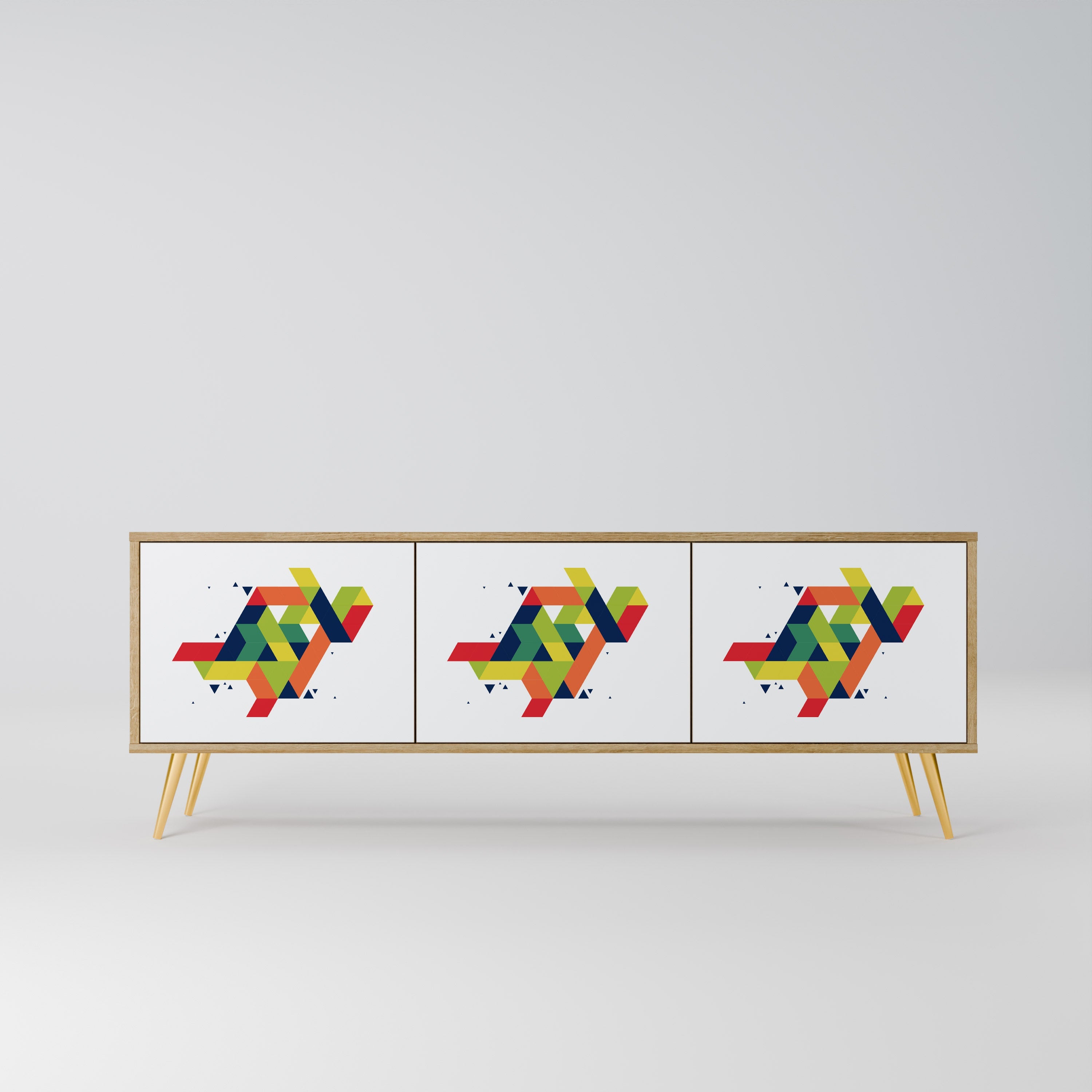 FUTURE SIGN Móvel de TV com 3 Portas em Efeito Carvalho