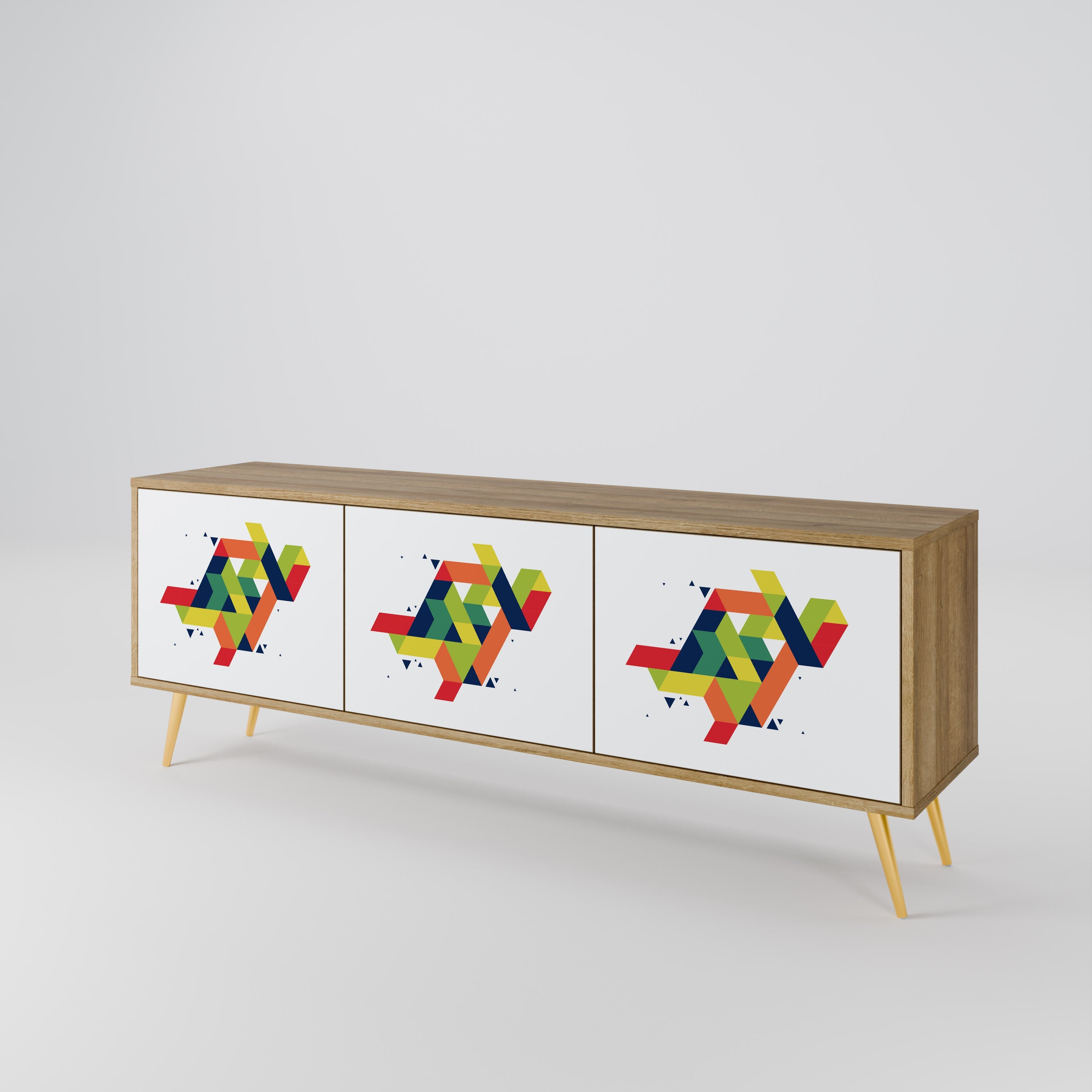 FUTURE SIGN Móvel de TV com 3 Portas em Efeito Carvalho