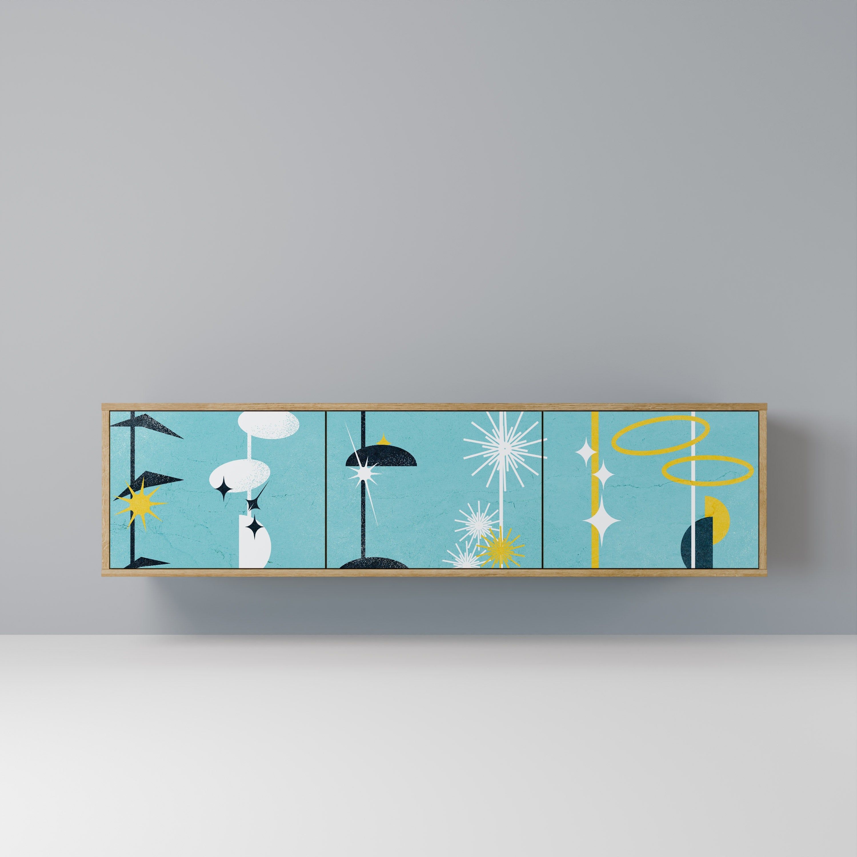 PATHS TO HAPPINESS Móvel de TV com 3 Portas em Efeito Carvalho