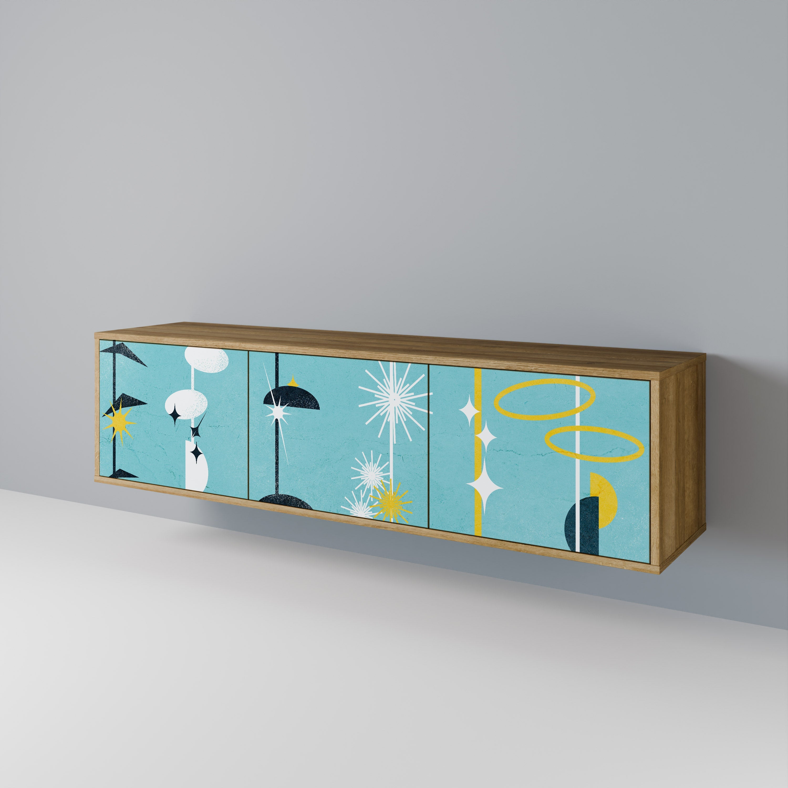 PATHS TO HAPPINESS Móvel de TV com 3 Portas em Efeito Carvalho