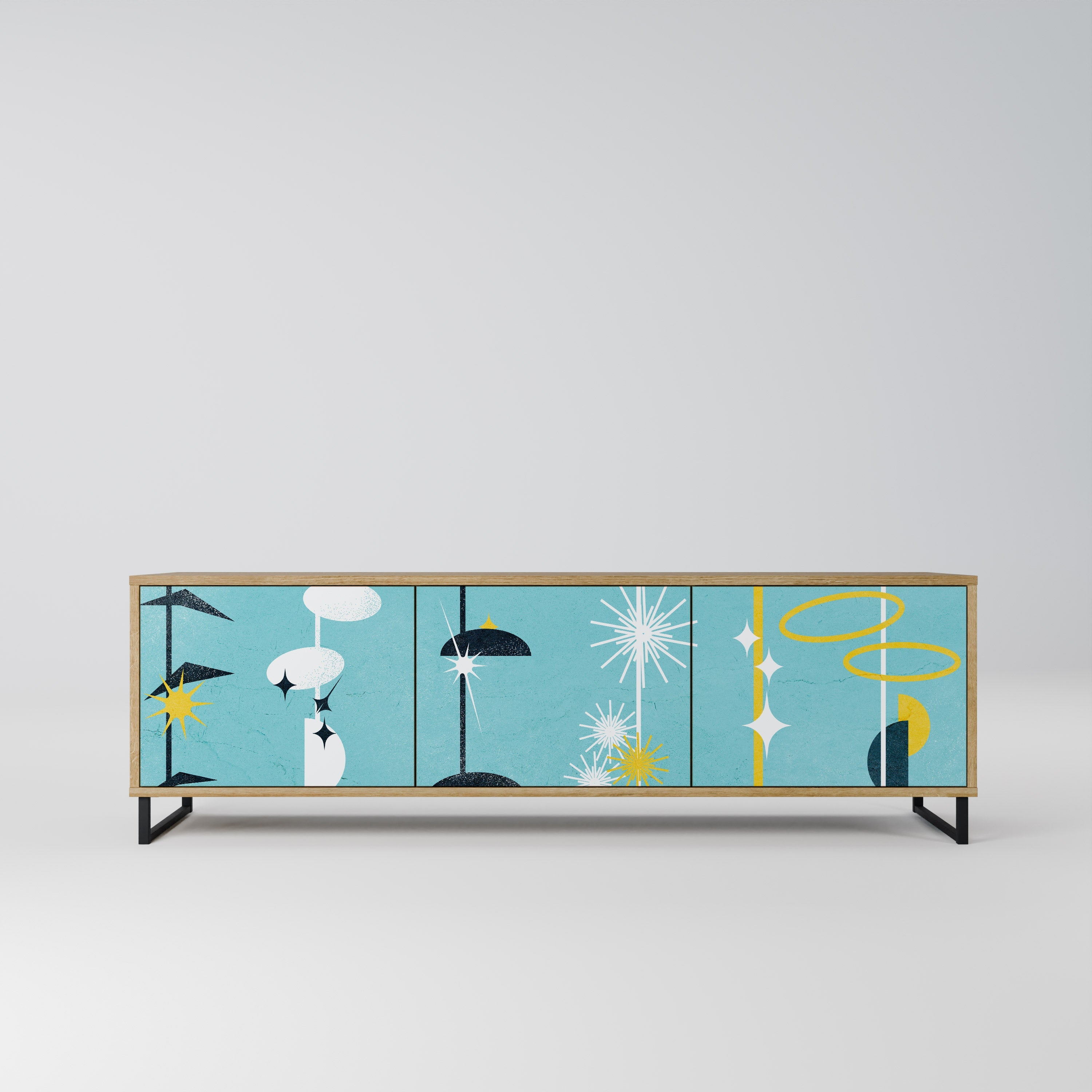 PATHS TO HAPPINESS Móvel de TV com 3 Portas em Efeito Carvalho