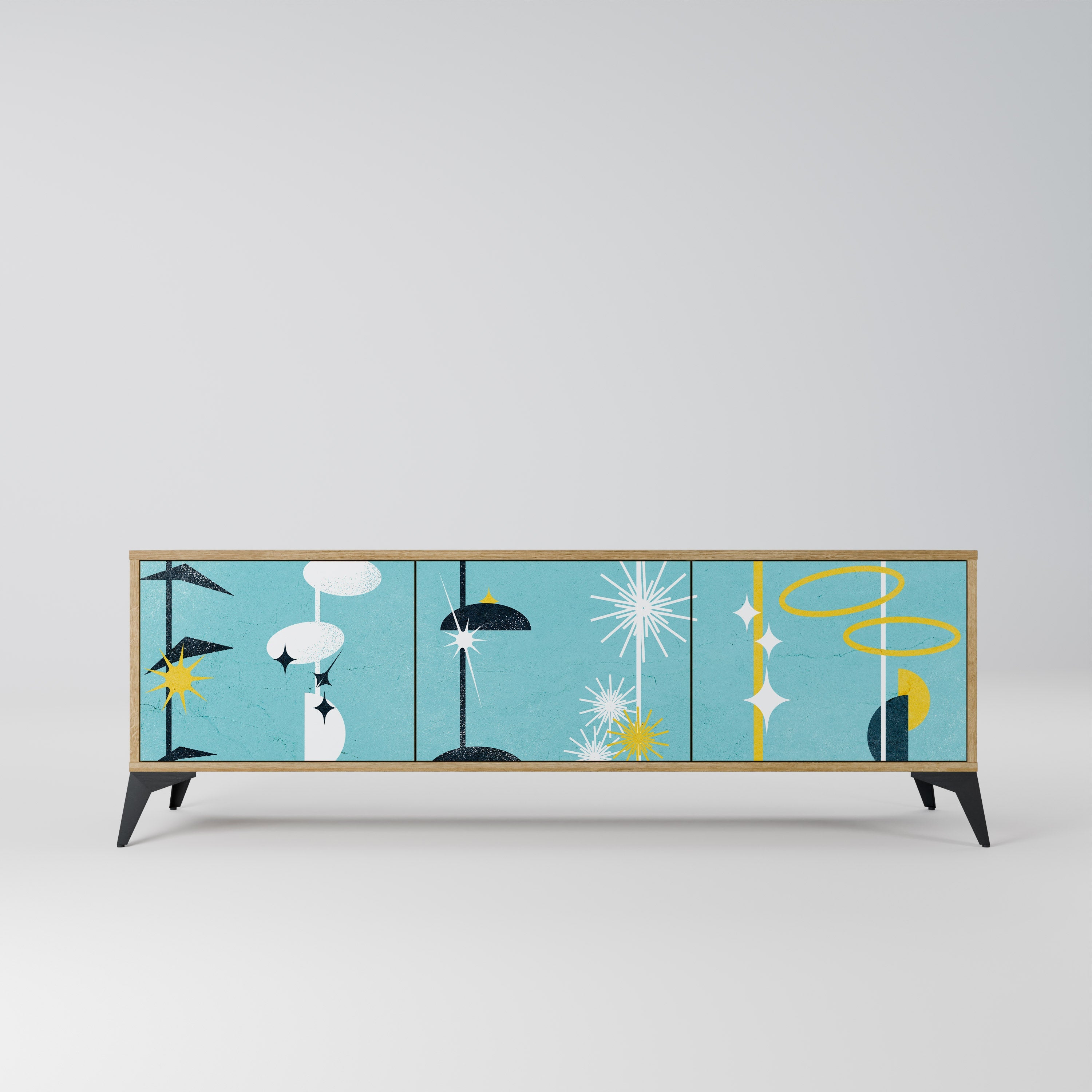 PATHS TO HAPPINESS Móvel de TV com 3 Portas em Efeito Carvalho