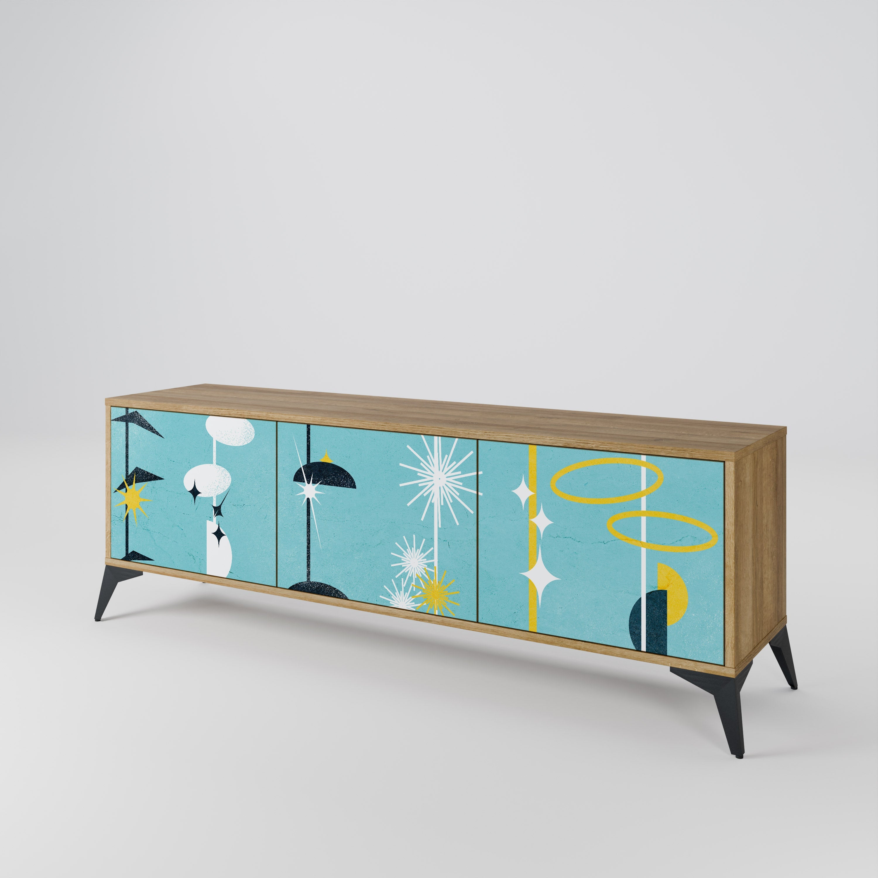 PATHS TO HAPPINESS Móvel de TV com 3 Portas em Efeito Carvalho