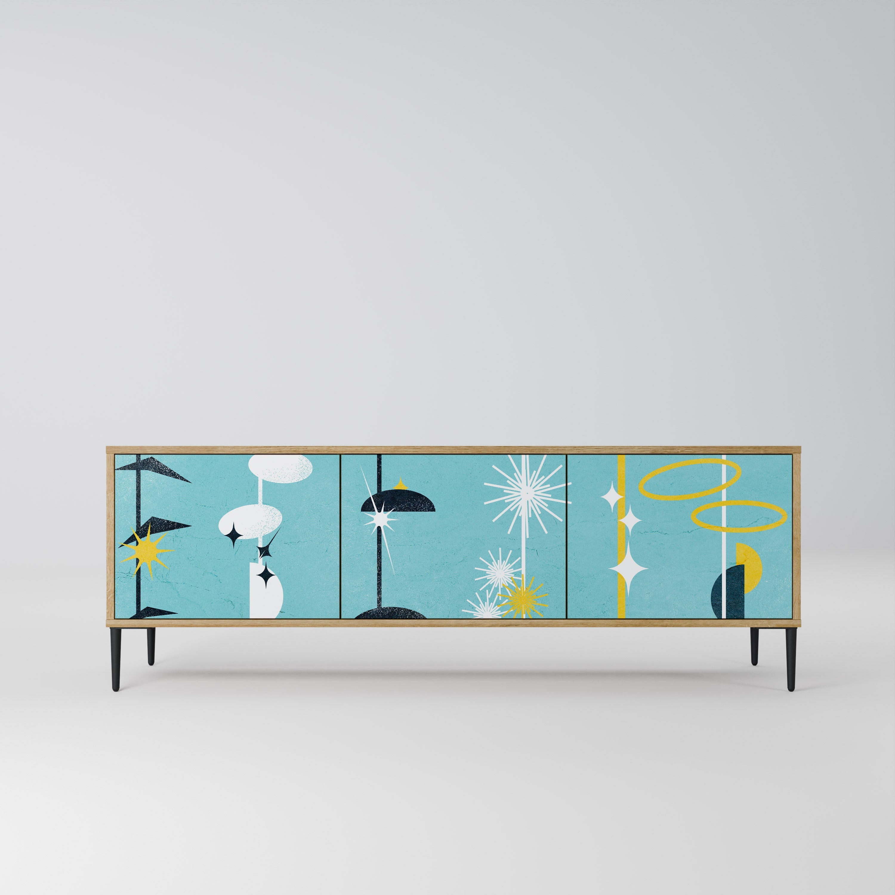 PATHS TO HAPPINESS Móvel de TV com 3 Portas em Efeito Carvalho