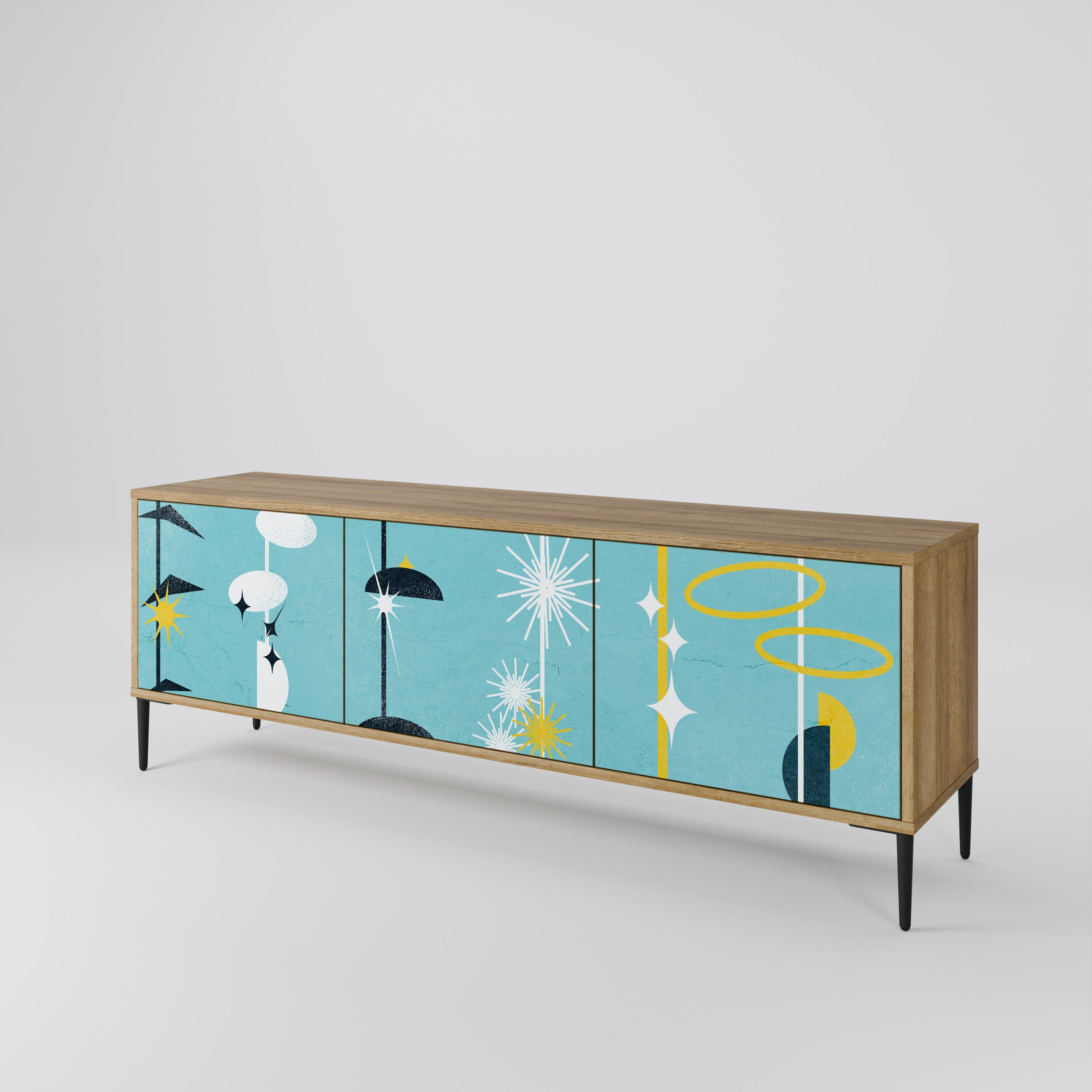 PATHS TO HAPPINESS Móvel de TV com 3 Portas em Efeito Carvalho