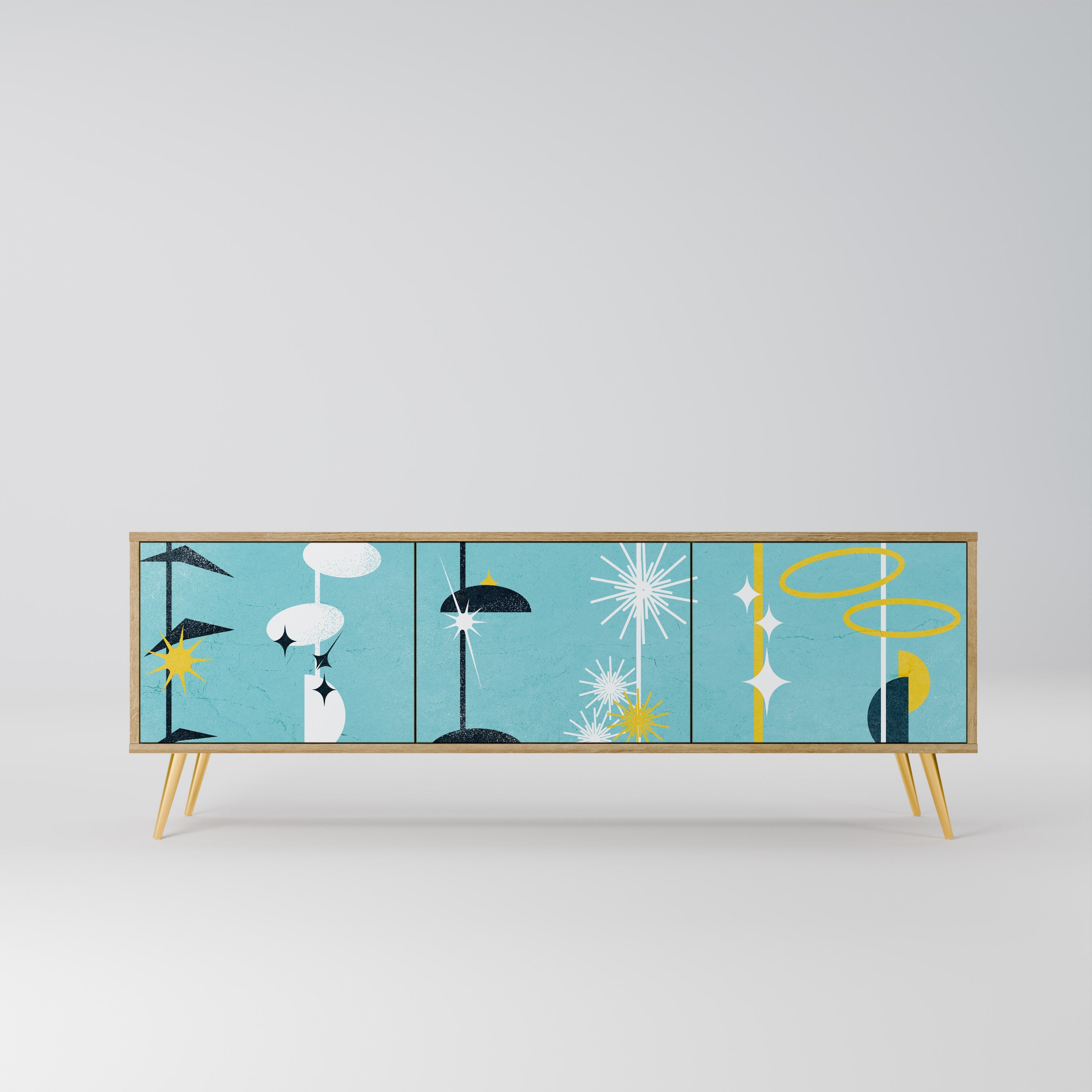 PATHS TO HAPPINESS Móvel de TV com 3 Portas em Efeito Carvalho