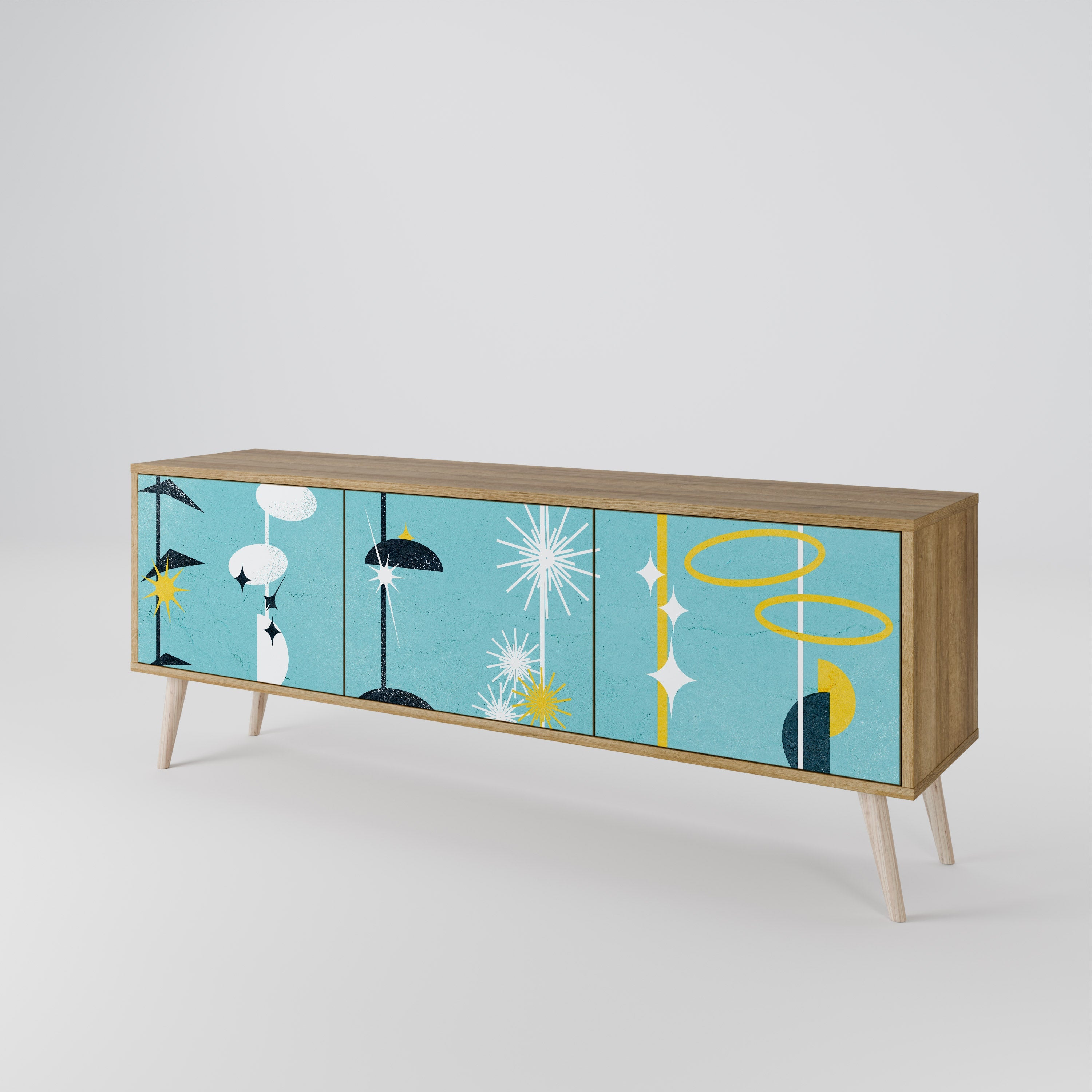 PATHS TO HAPPINESS Móvel de TV com 3 Portas em Efeito Carvalho