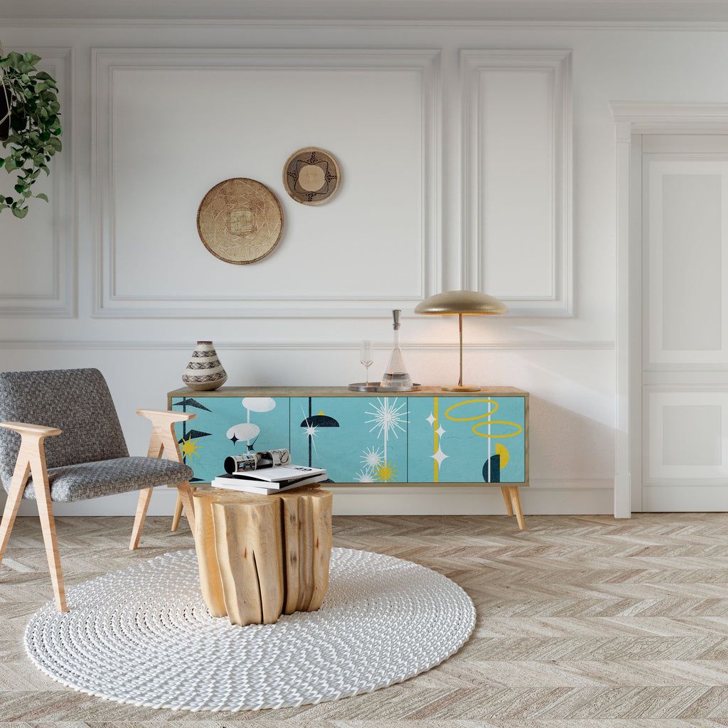 PATHS TO HAPPINESS Móvel de TV com 3 Portas em Efeito Carvalho