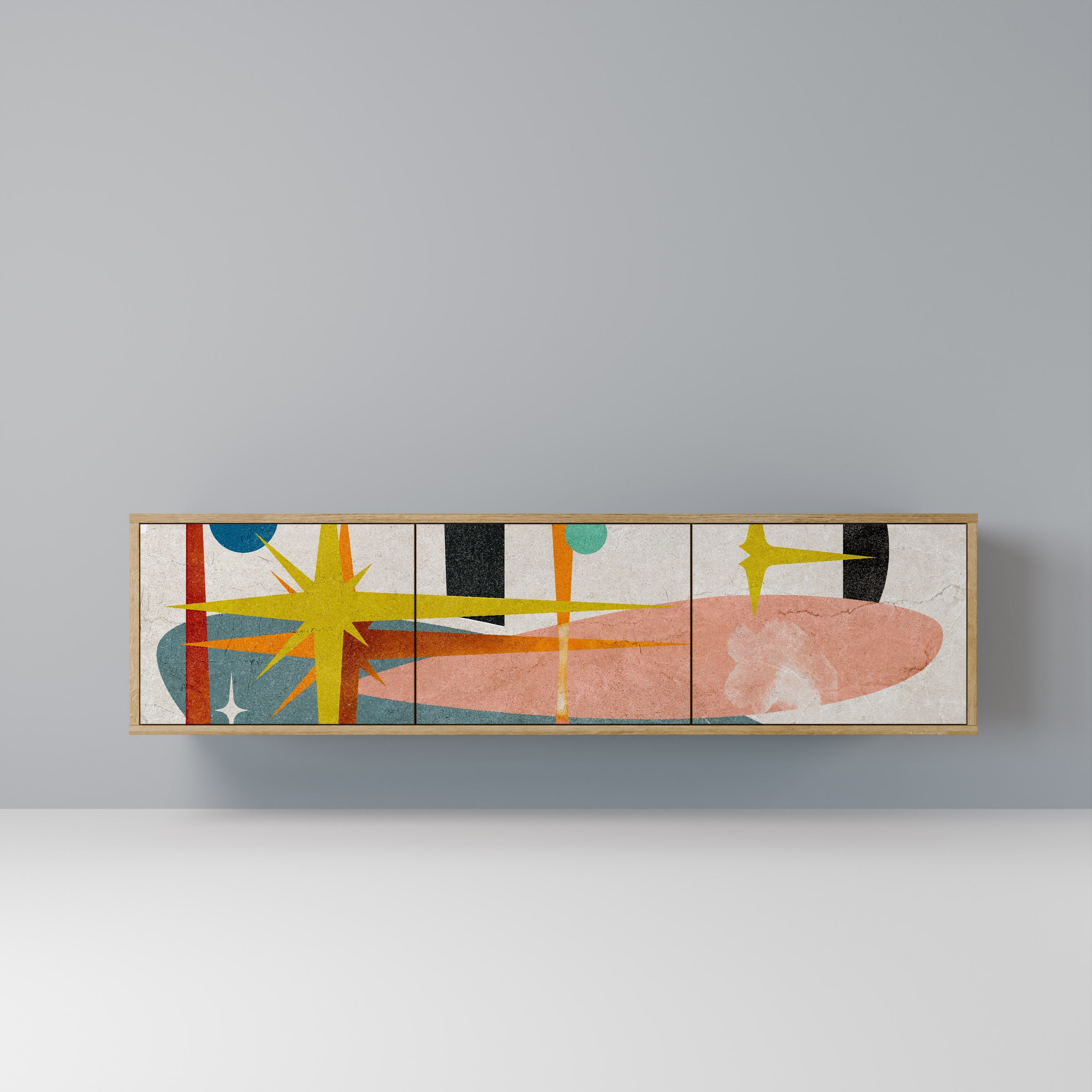 INTERSTELLAR VIBES Móvel de TV com 3 Portas em Efeito Carvalho