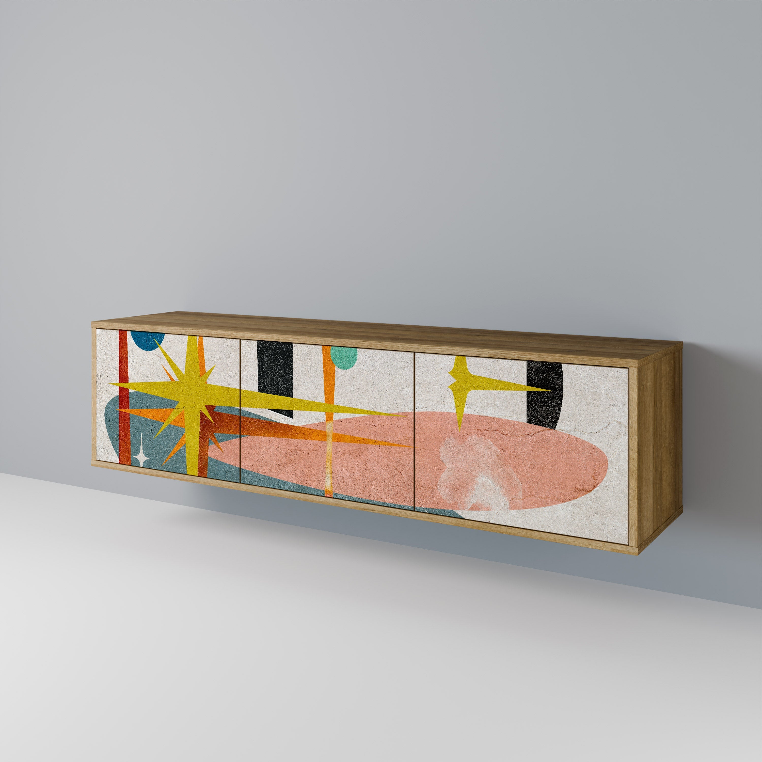 INTERSTELLAR VIBES Móvel de TV com 3 Portas em Efeito Carvalho