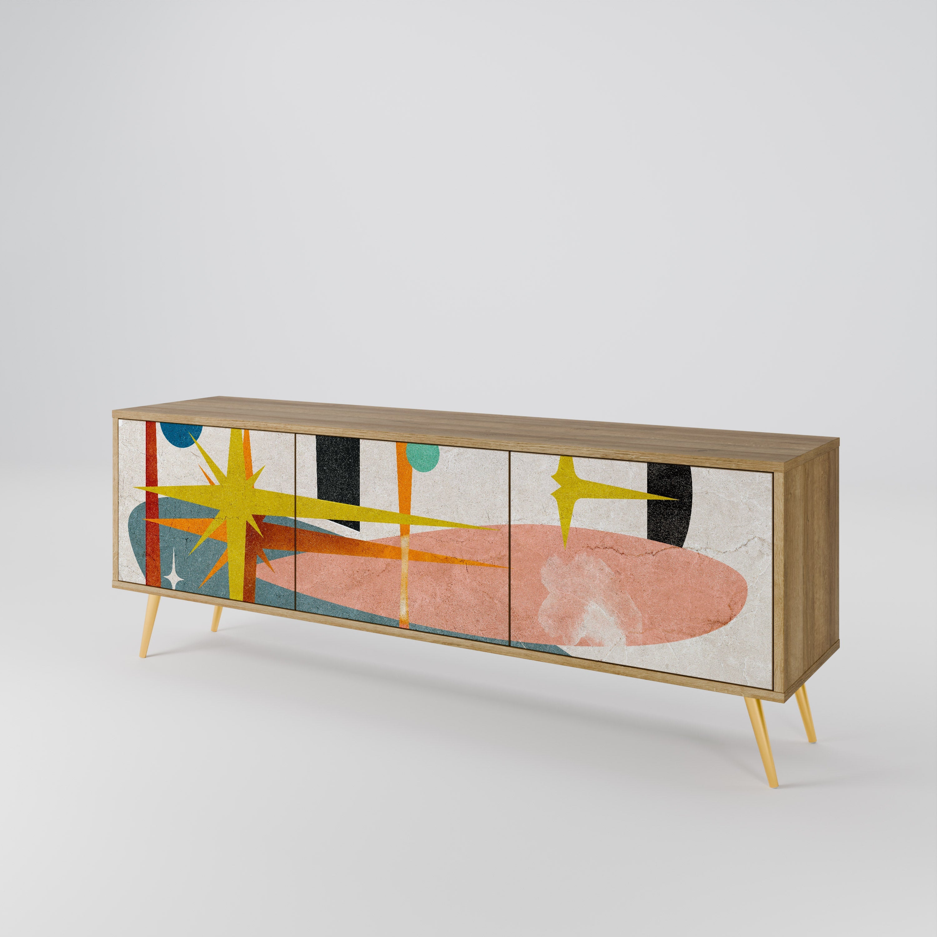 INTERSTELLAR VIBES Móvel de TV com 3 Portas em Efeito Carvalho