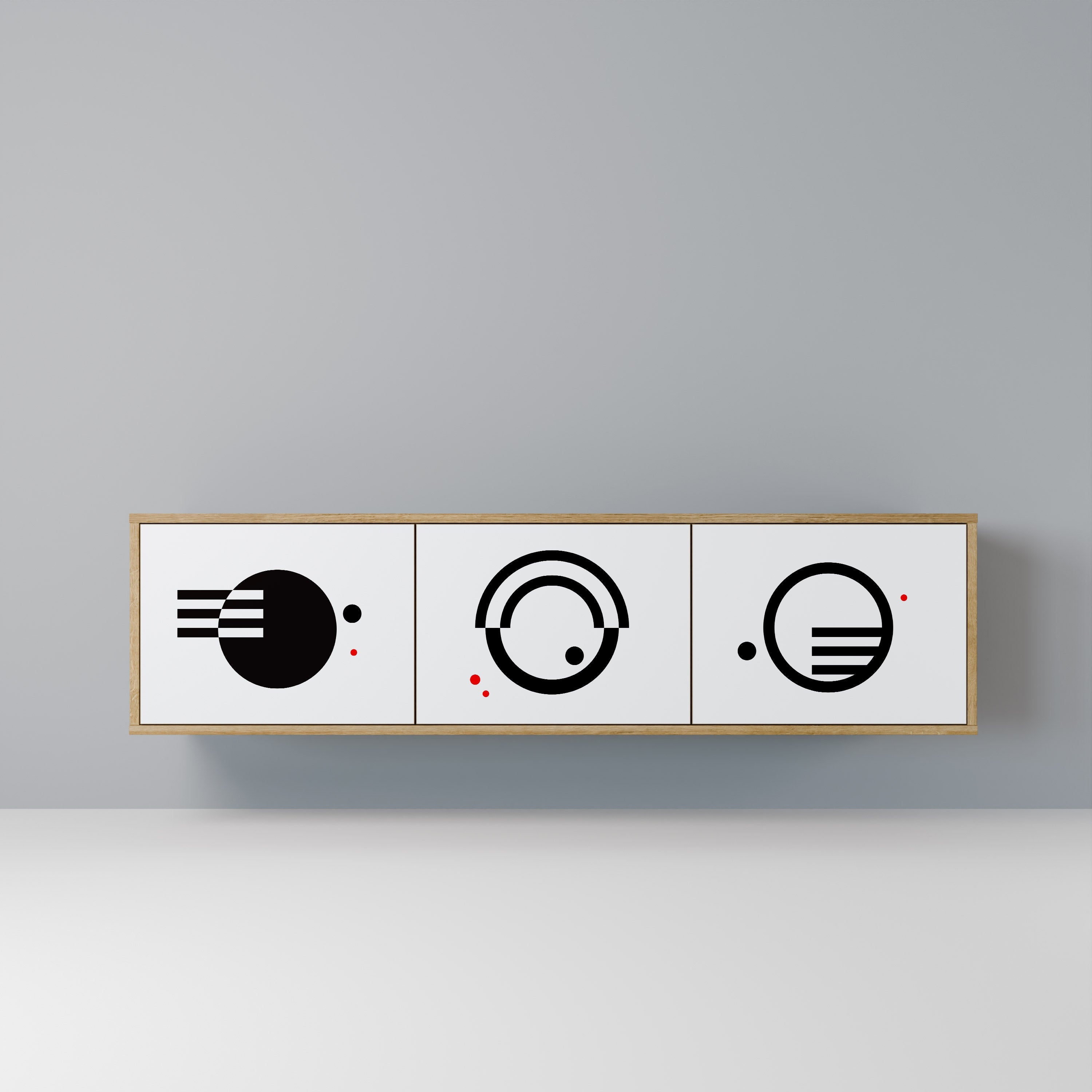 BLACK AND WHITE COMBINATION Móvel de TV com 3 Portas em Efeito Carvalho