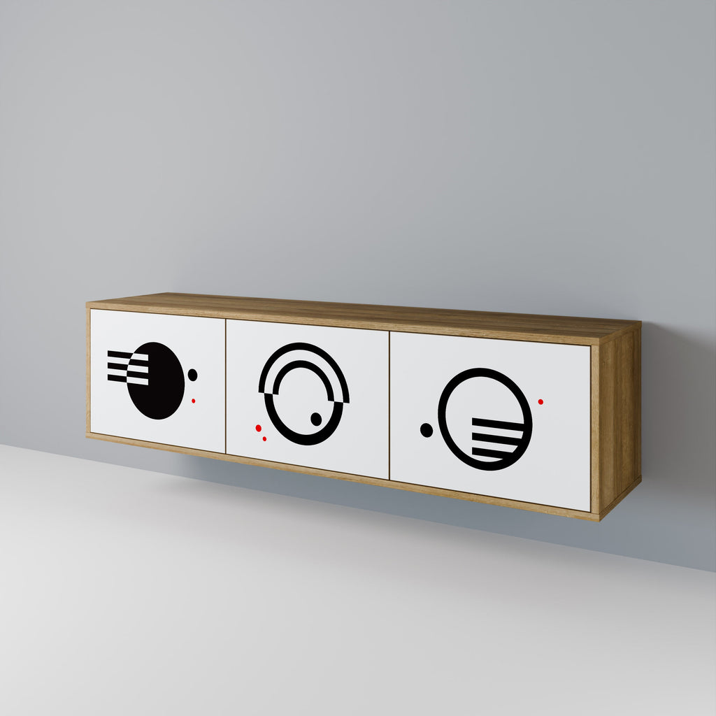 BLACK AND WHITE COMBINATION Móvel de TV com 3 Portas em Efeito Carvalho