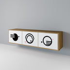 BLACK AND WHITE COMBINATION Móvel de TV com 3 Portas em Efeito Carvalho