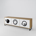 BLACK AND WHITE COMBINATION Móvel de TV com 3 Portas em Efeito Carvalho