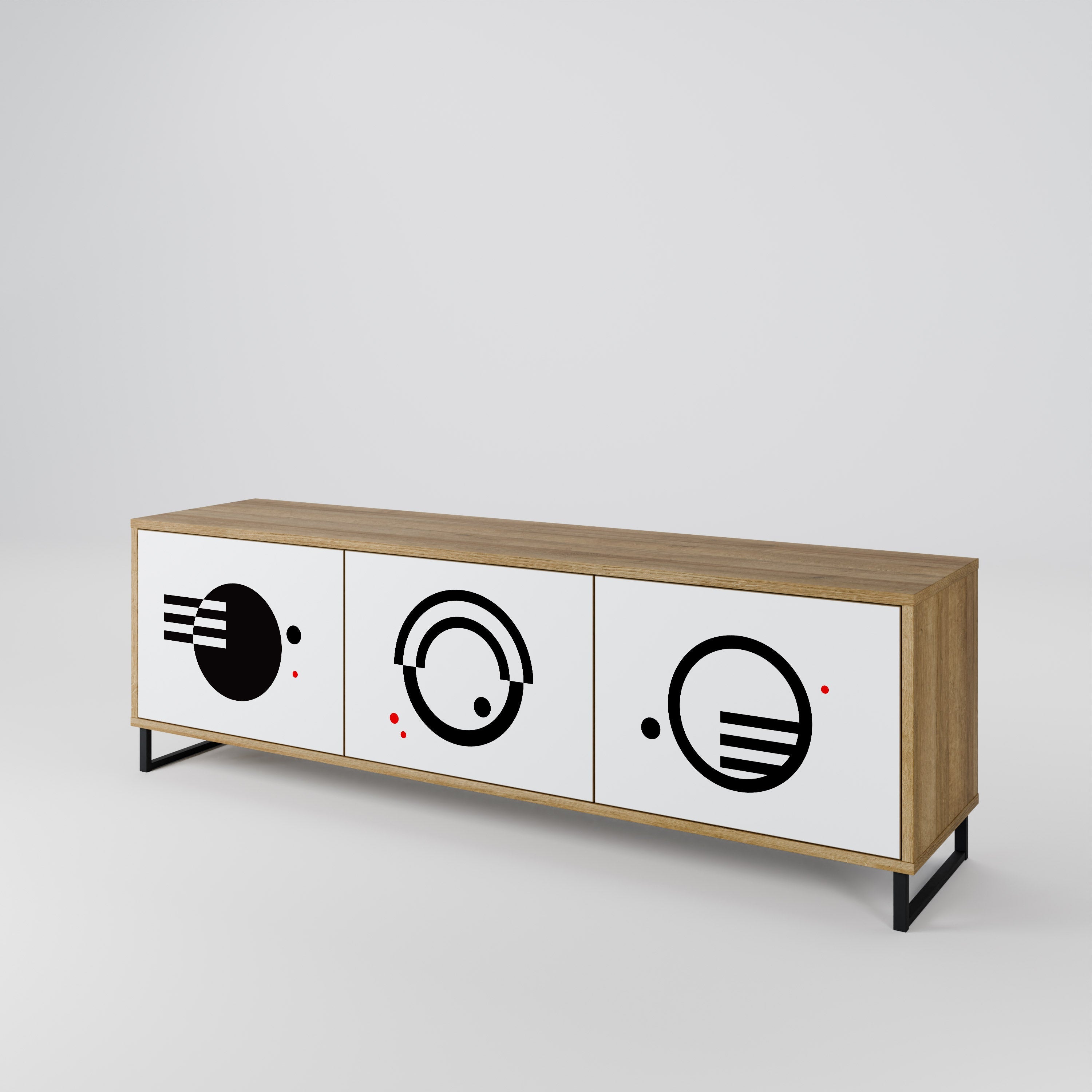 BLACK AND WHITE COMBINATION Móvel de TV com 3 Portas em Efeito Carvalho