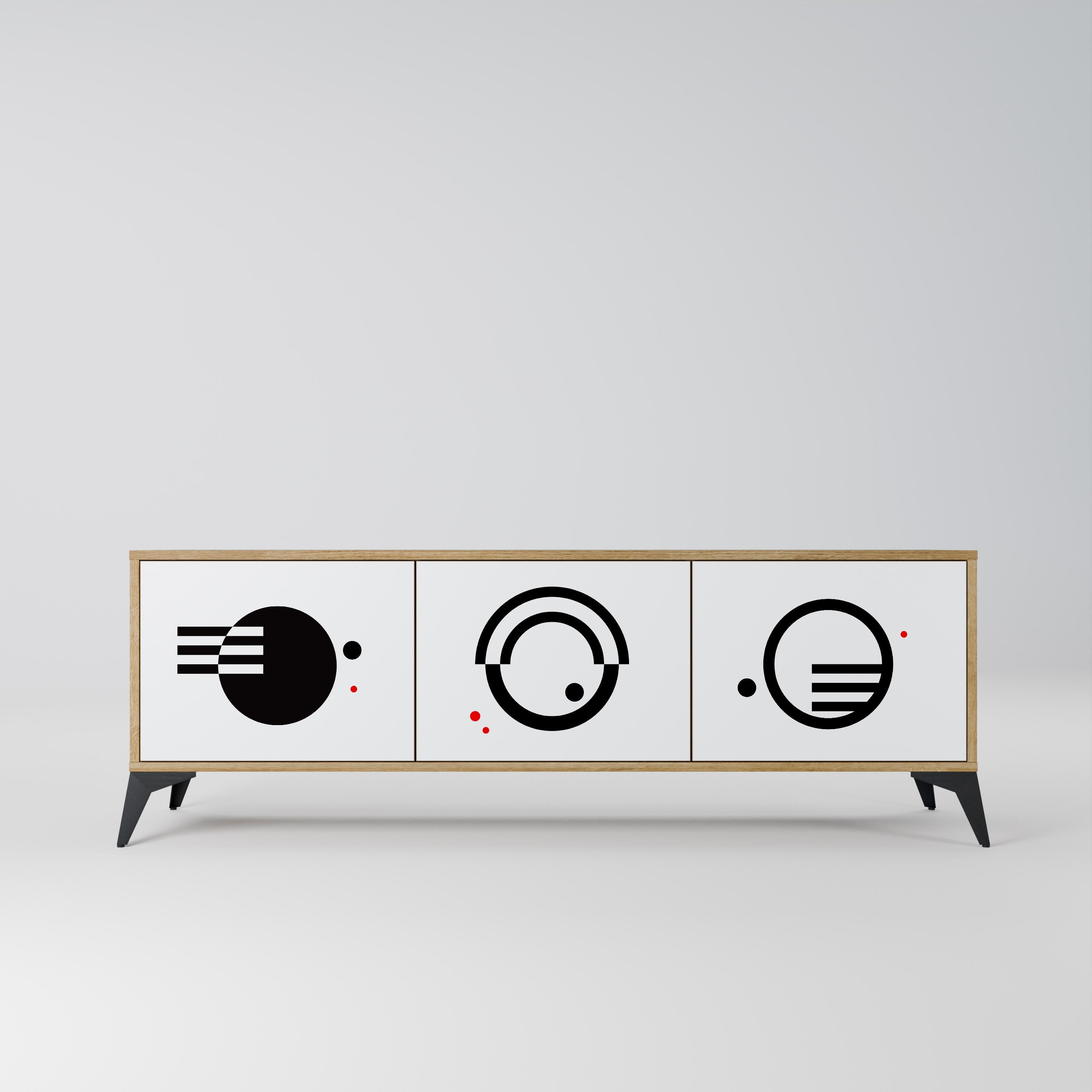 BLACK AND WHITE COMBINATION Móvel de TV com 3 Portas em Efeito Carvalho