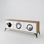 BLACK AND WHITE COMBINATION Móvel de TV com 3 Portas em Efeito Carvalho