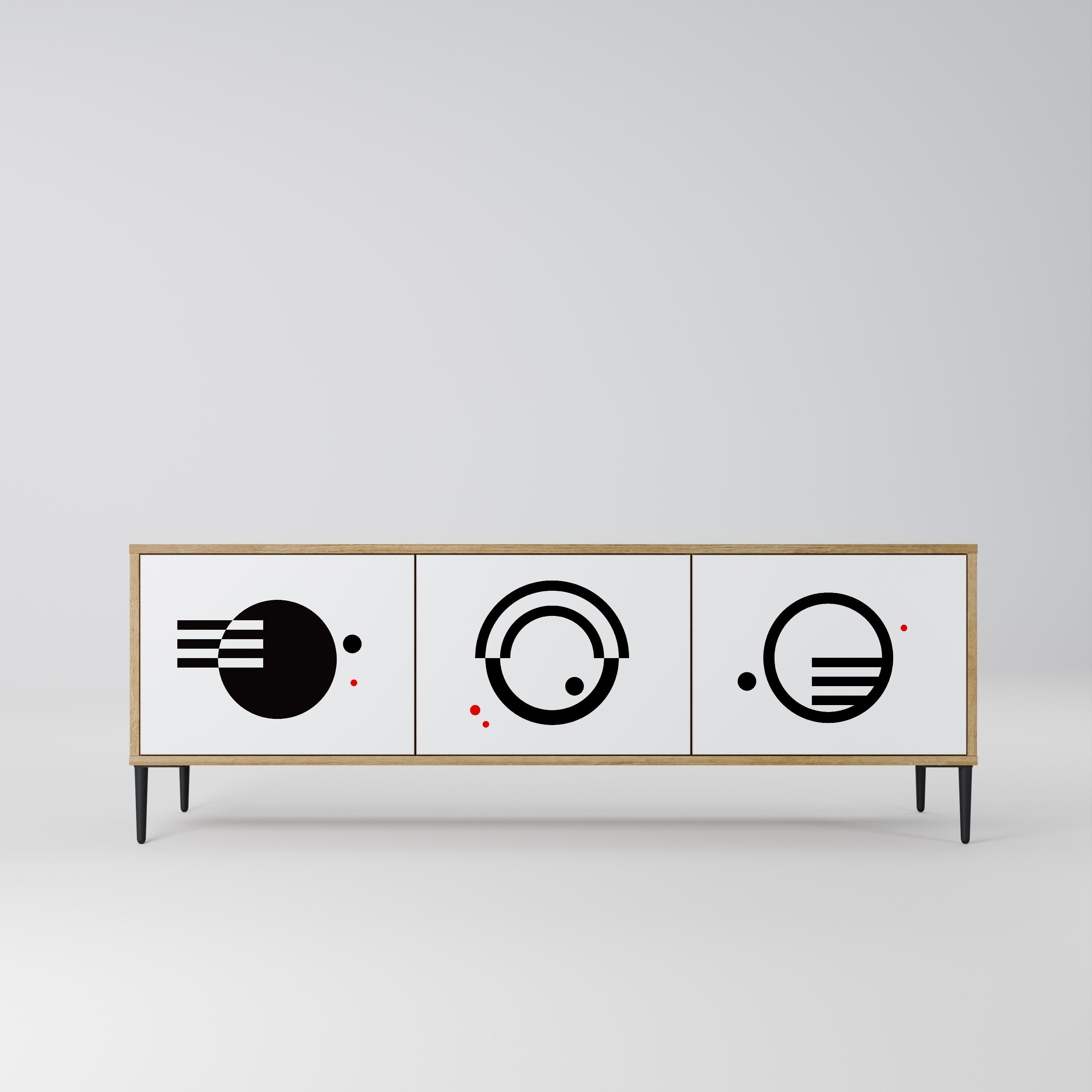 BLACK AND WHITE COMBINATION Móvel de TV com 3 Portas em Efeito Carvalho