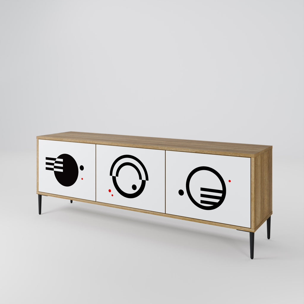 BLACK AND WHITE COMBINATION Móvel de TV com 3 Portas em Efeito Carvalho