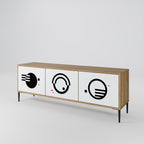 BLACK AND WHITE COMBINATION Móvel de TV com 3 Portas em Efeito Carvalho