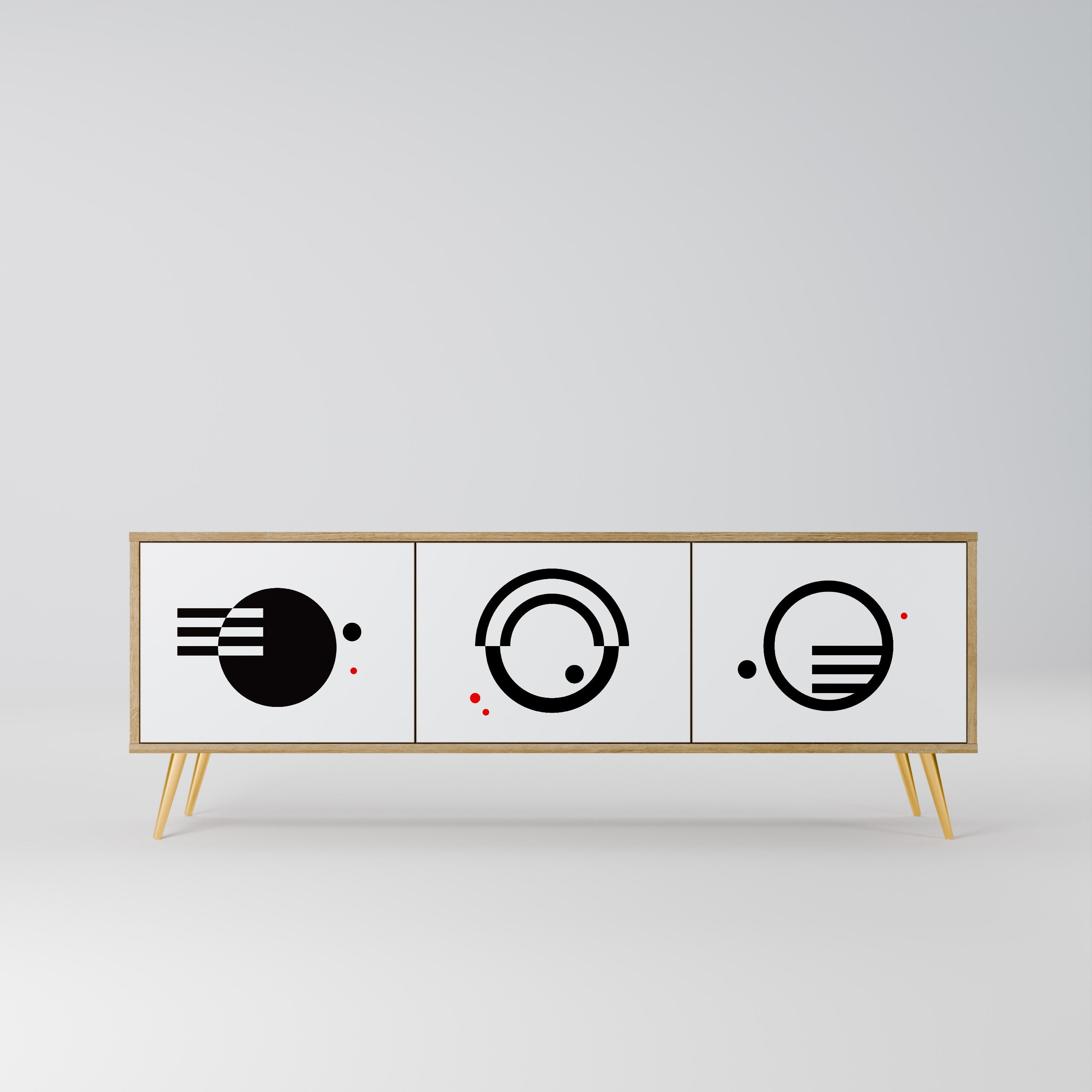 BLACK AND WHITE COMBINATION Móvel de TV com 3 Portas em Efeito Carvalho