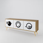 BLACK AND WHITE COMBINATION Móvel de TV com 3 Portas em Efeito Carvalho