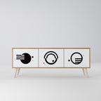 BLACK AND WHITE COMBINATION Móvel de TV com 3 Portas em Efeito Carvalho