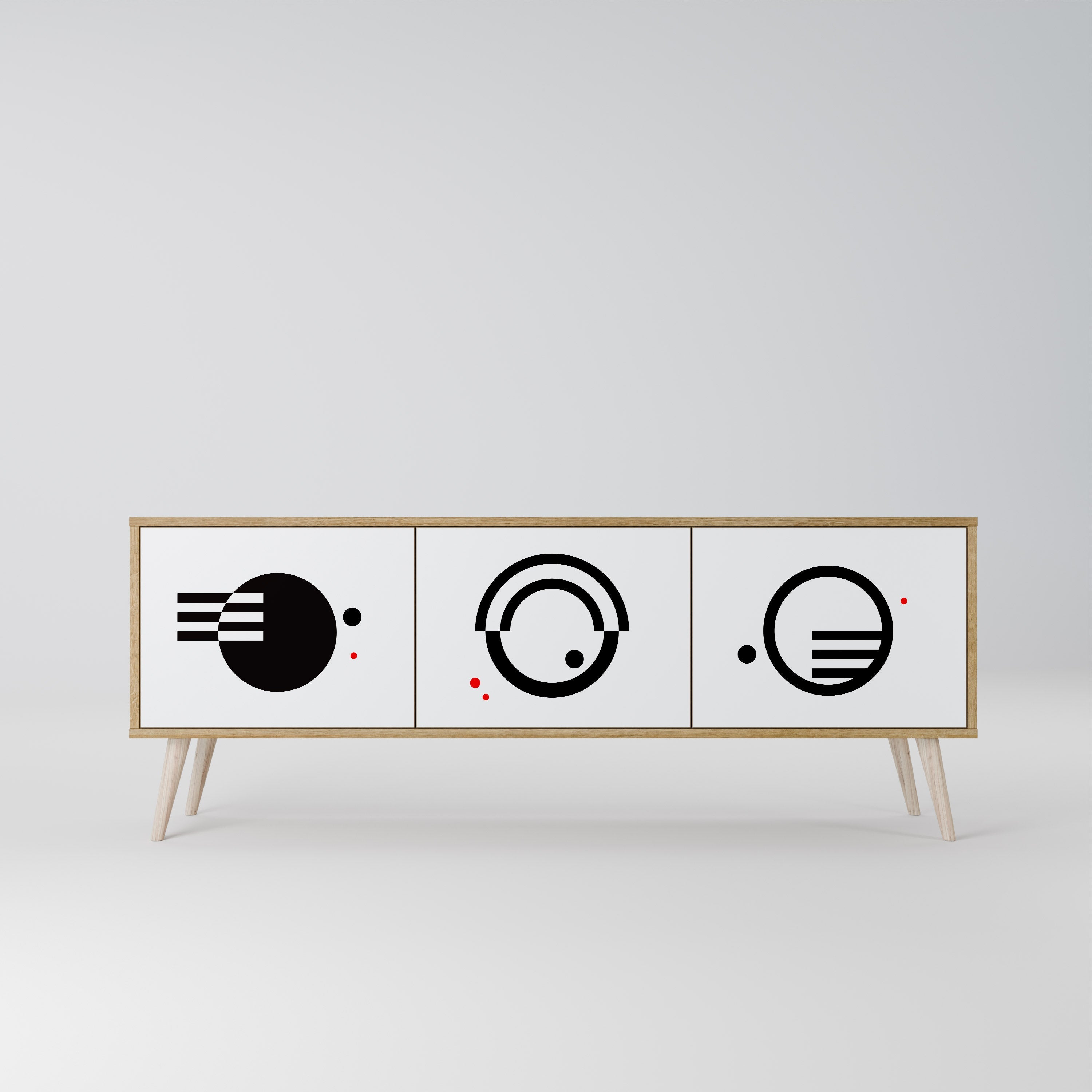 BLACK AND WHITE COMBINATION Móvel de TV com 3 Portas em Efeito Carvalho