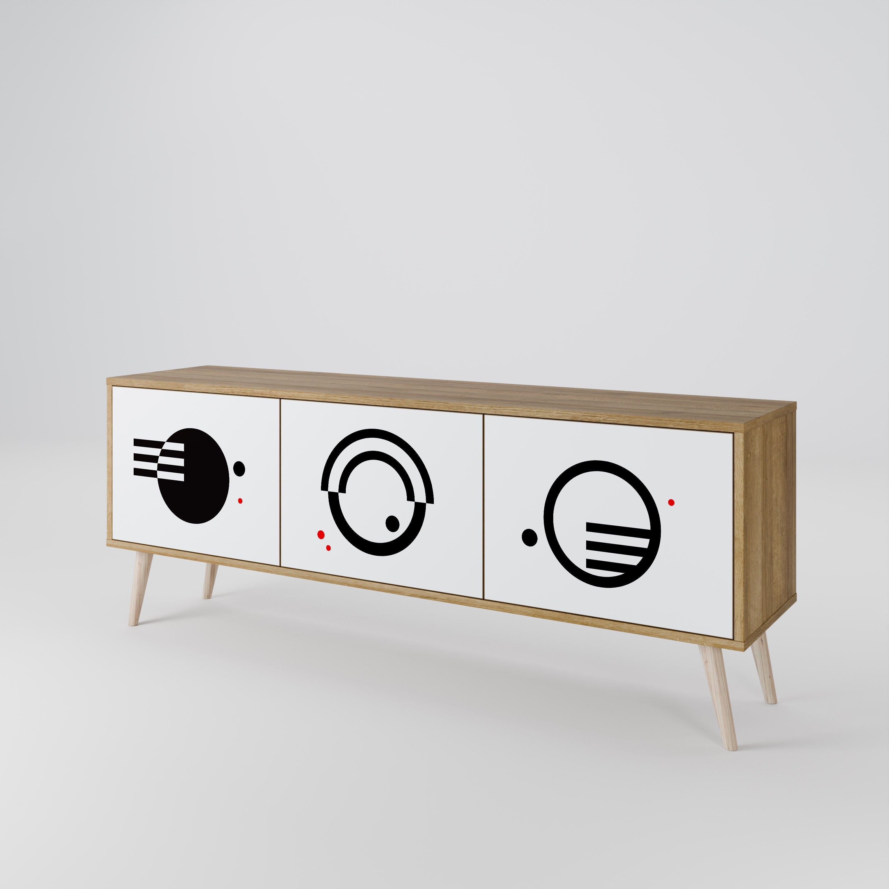 BLACK AND WHITE COMBINATION Móvel de TV com 3 Portas em Efeito Carvalho