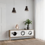 BLACK AND WHITE COMBINATION Móvel de TV com 3 Portas em Efeito Carvalho