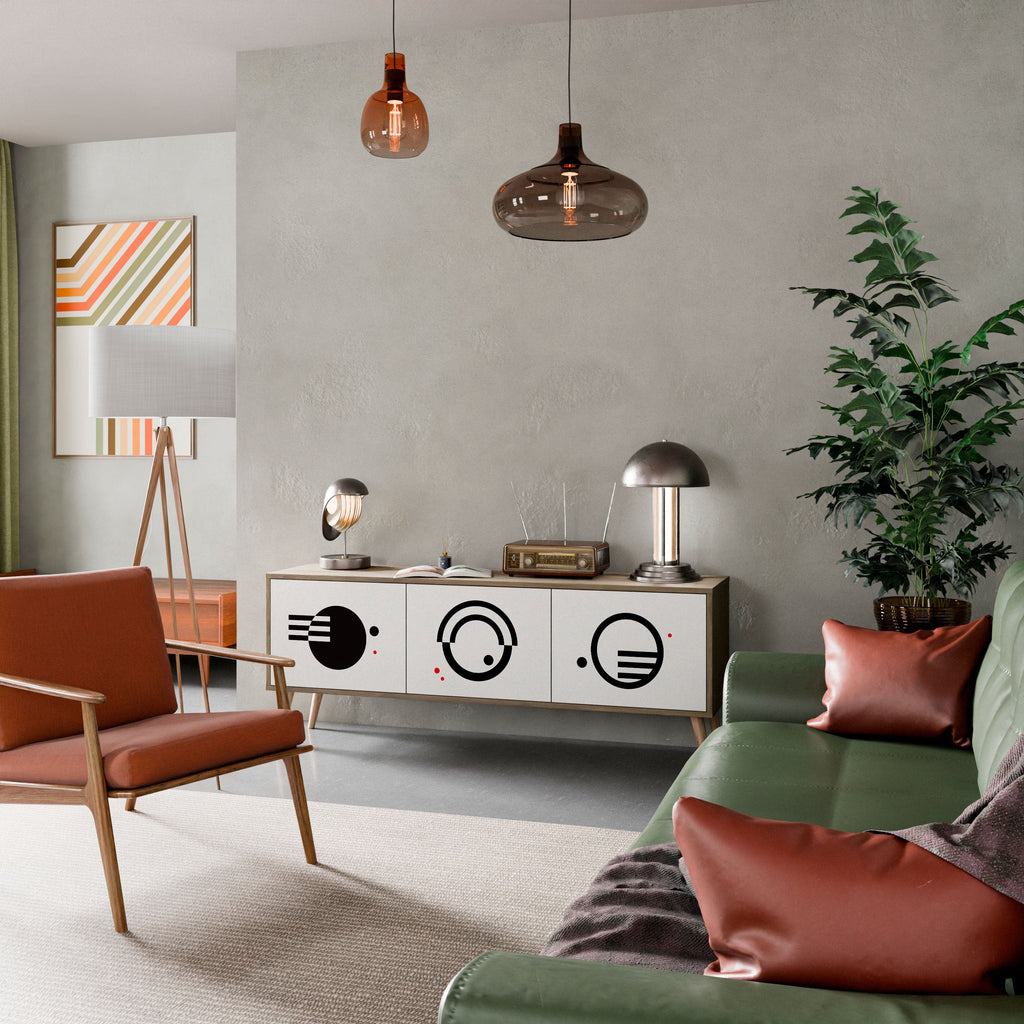 BLACK AND WHITE COMBINATION Móvel de TV com 3 Portas em Efeito Carvalho