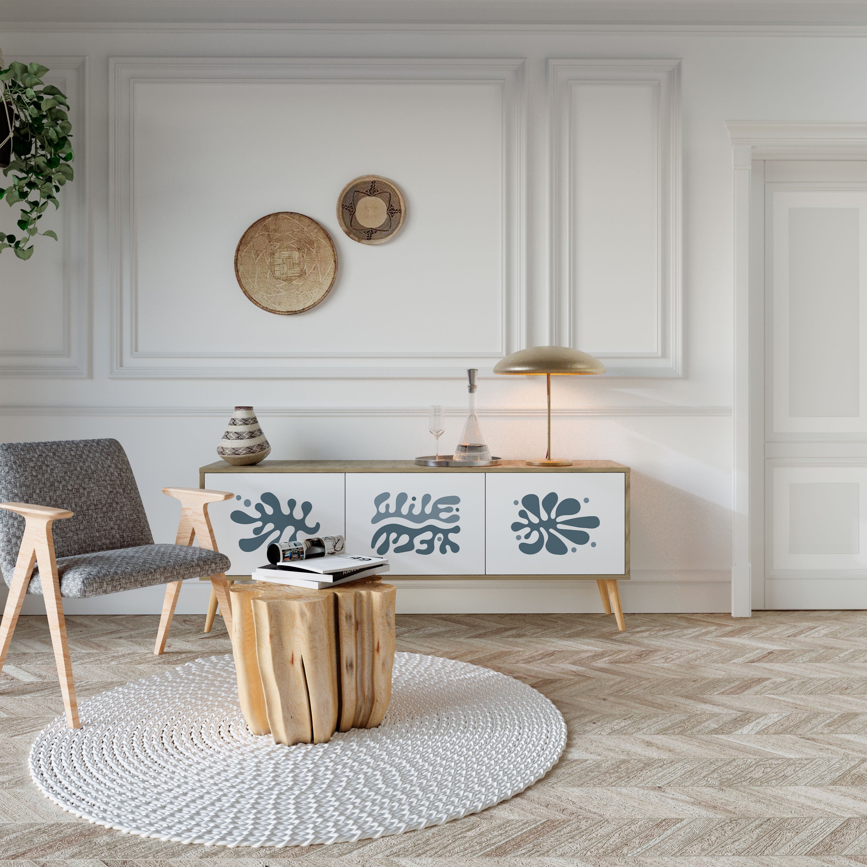 WONDERLAND VEGETATION Móvel de TV com 3 Portas em Efeito Carvalho