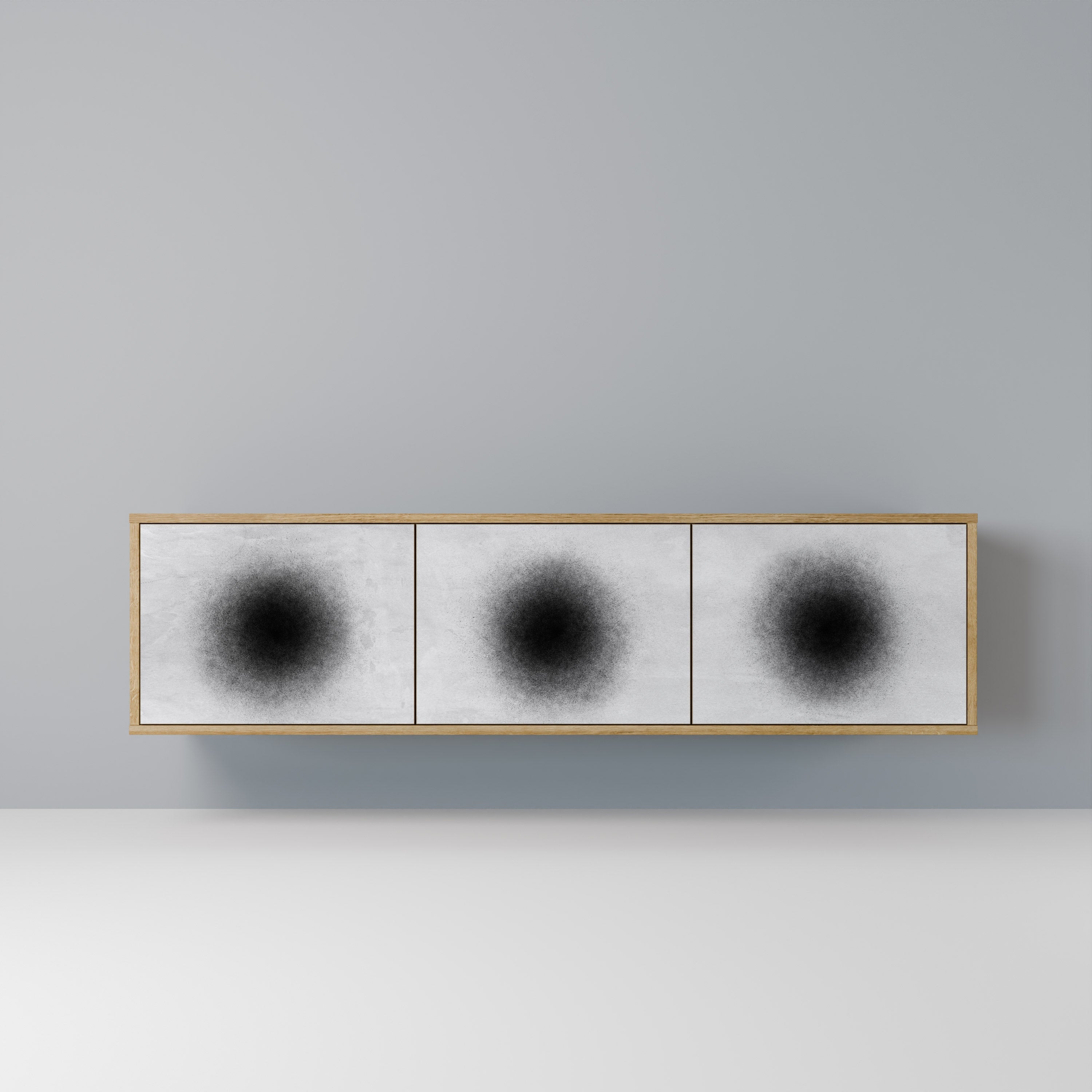 BLACK HOLE Móvel de TV com 3 Portas em Efeito Carvalho