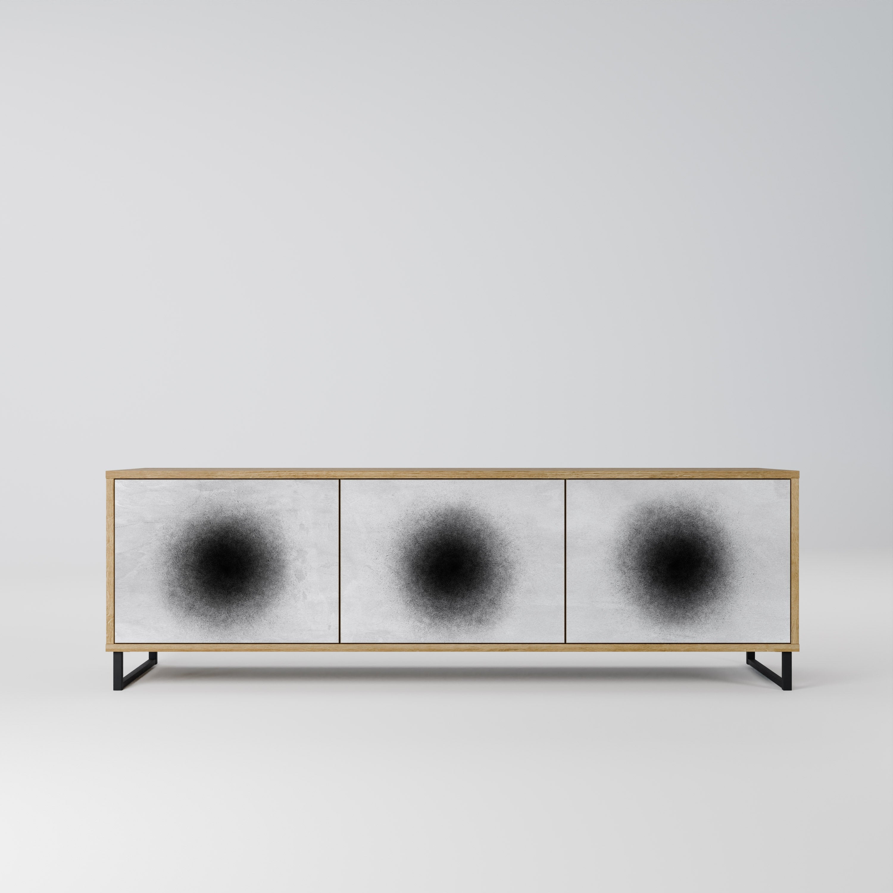 BLACK HOLE Móvel de TV com 3 Portas em Efeito Carvalho