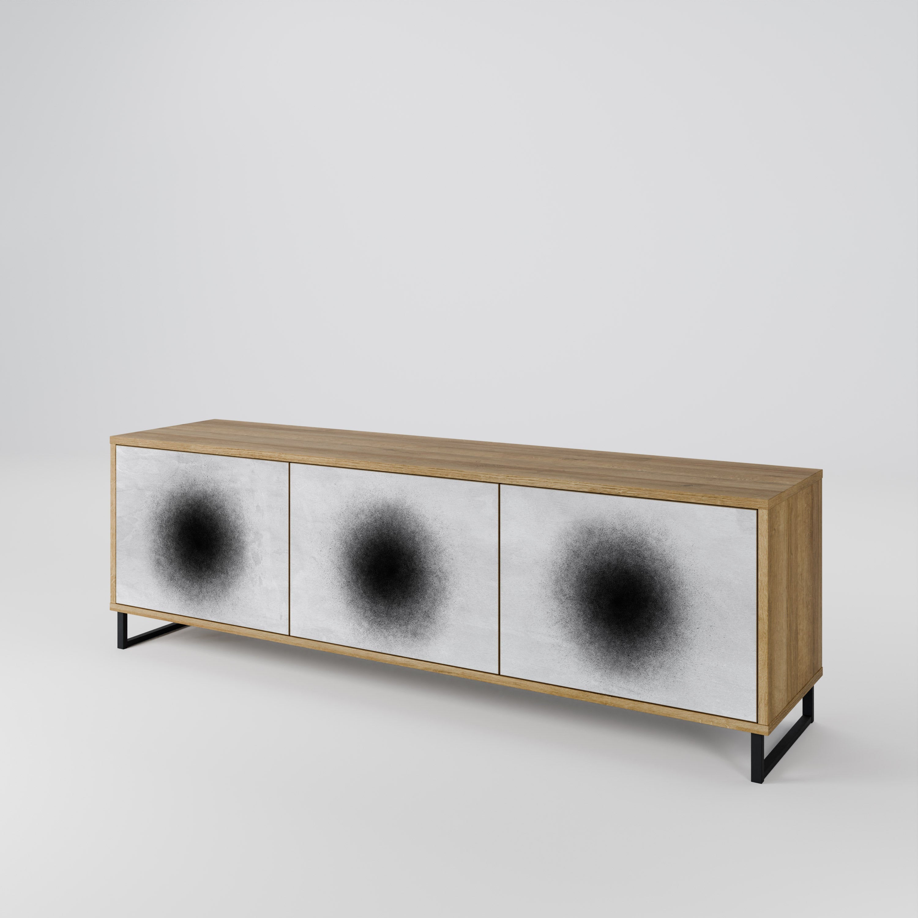 BLACK HOLE Móvel de TV com 3 Portas em Efeito Carvalho