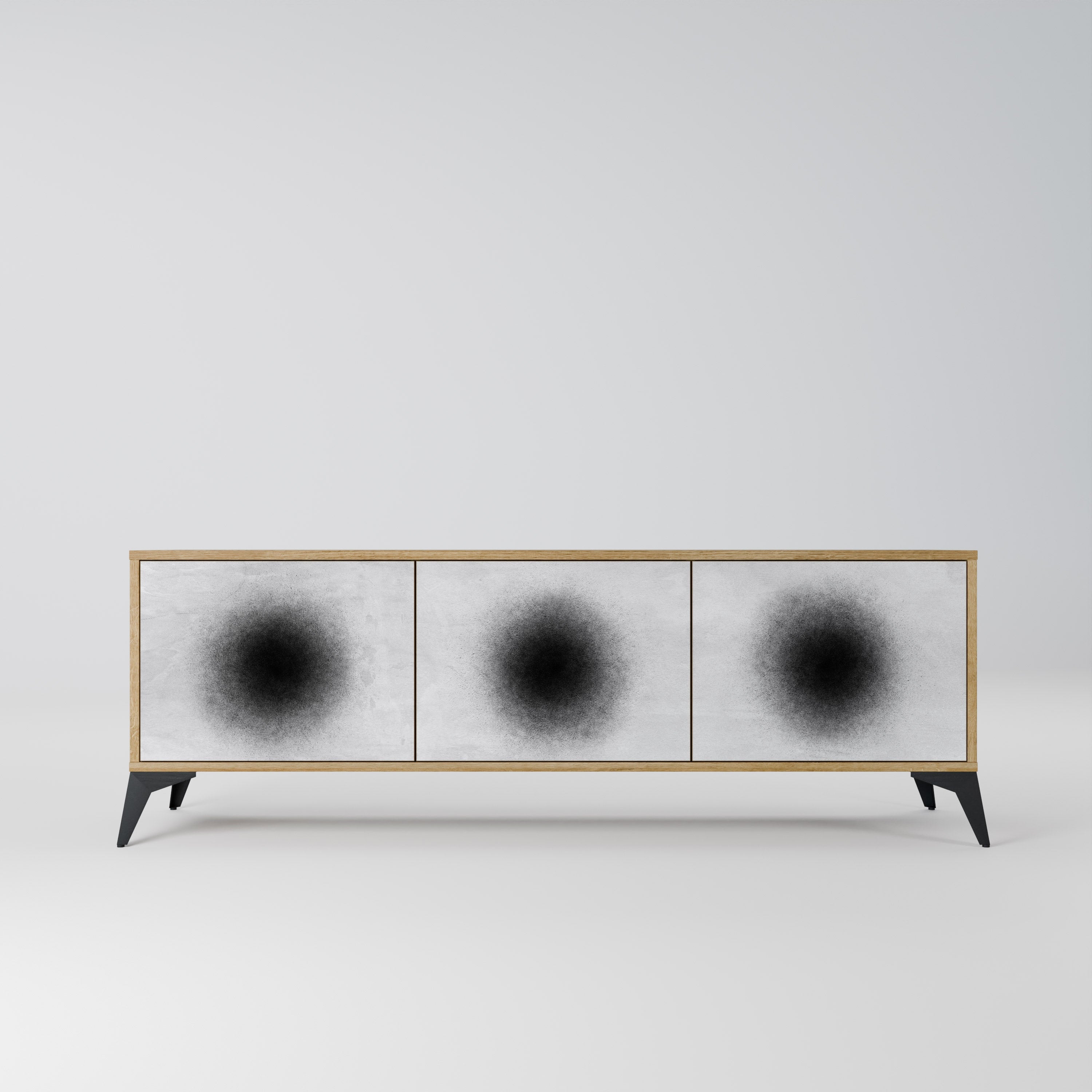 BLACK HOLE Móvel de TV com 3 Portas em Efeito Carvalho