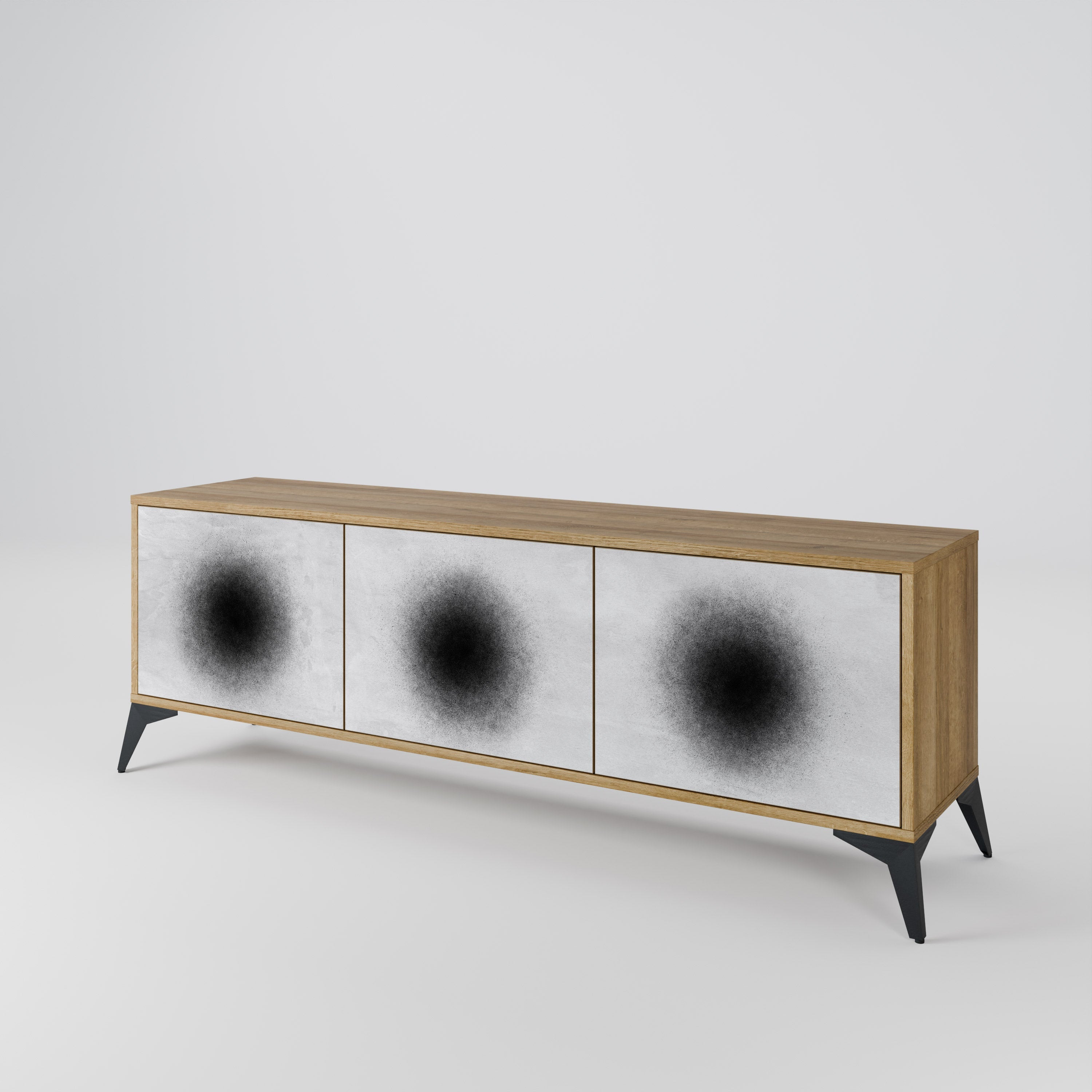 BLACK HOLE Móvel de TV com 3 Portas em Efeito Carvalho